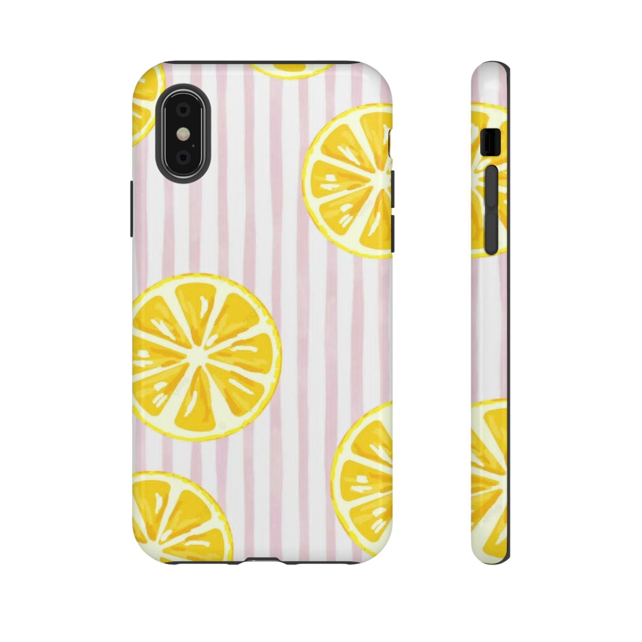 Lemon Slices Tough Case — Cute Pink Stripe Phone Cover