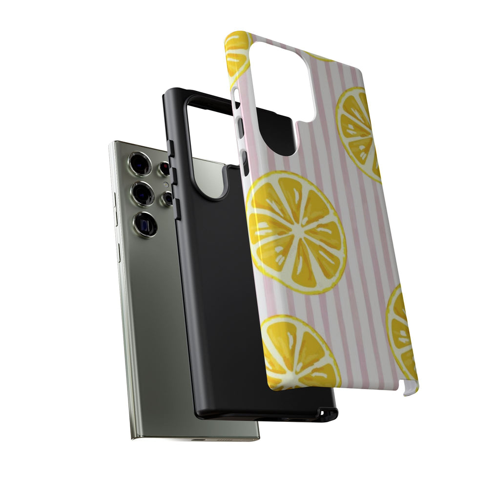 Lemon Slices Tough Case — Cute Pink Stripe Phone Cover