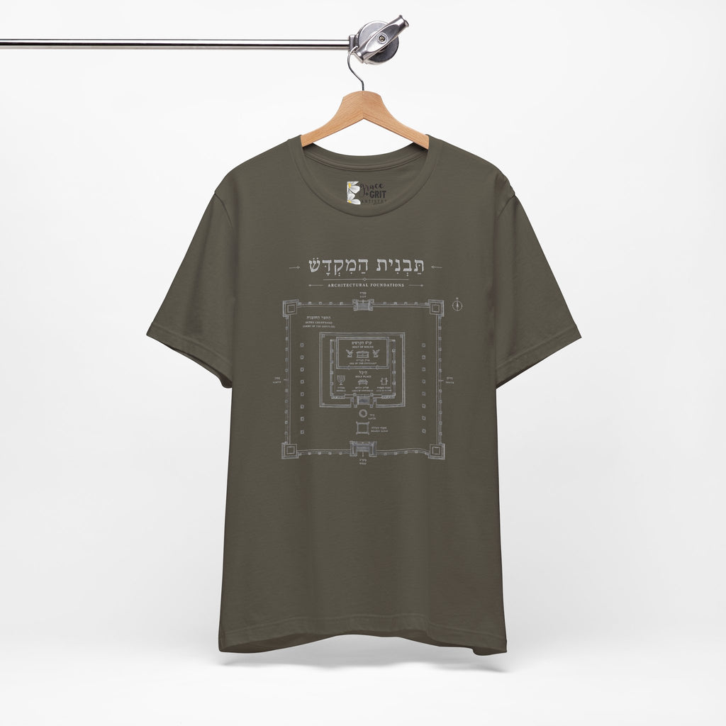 Temple Blueprint T‑Shirt — Ancient Jerusalem Plan Graphic Tee (Hebrew)