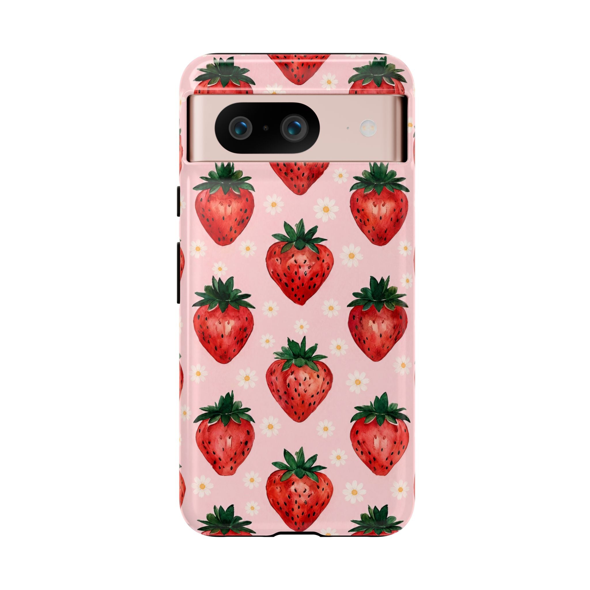 Strawberry Pattern Tough Case — Cute Pink Fruit Phone Case
