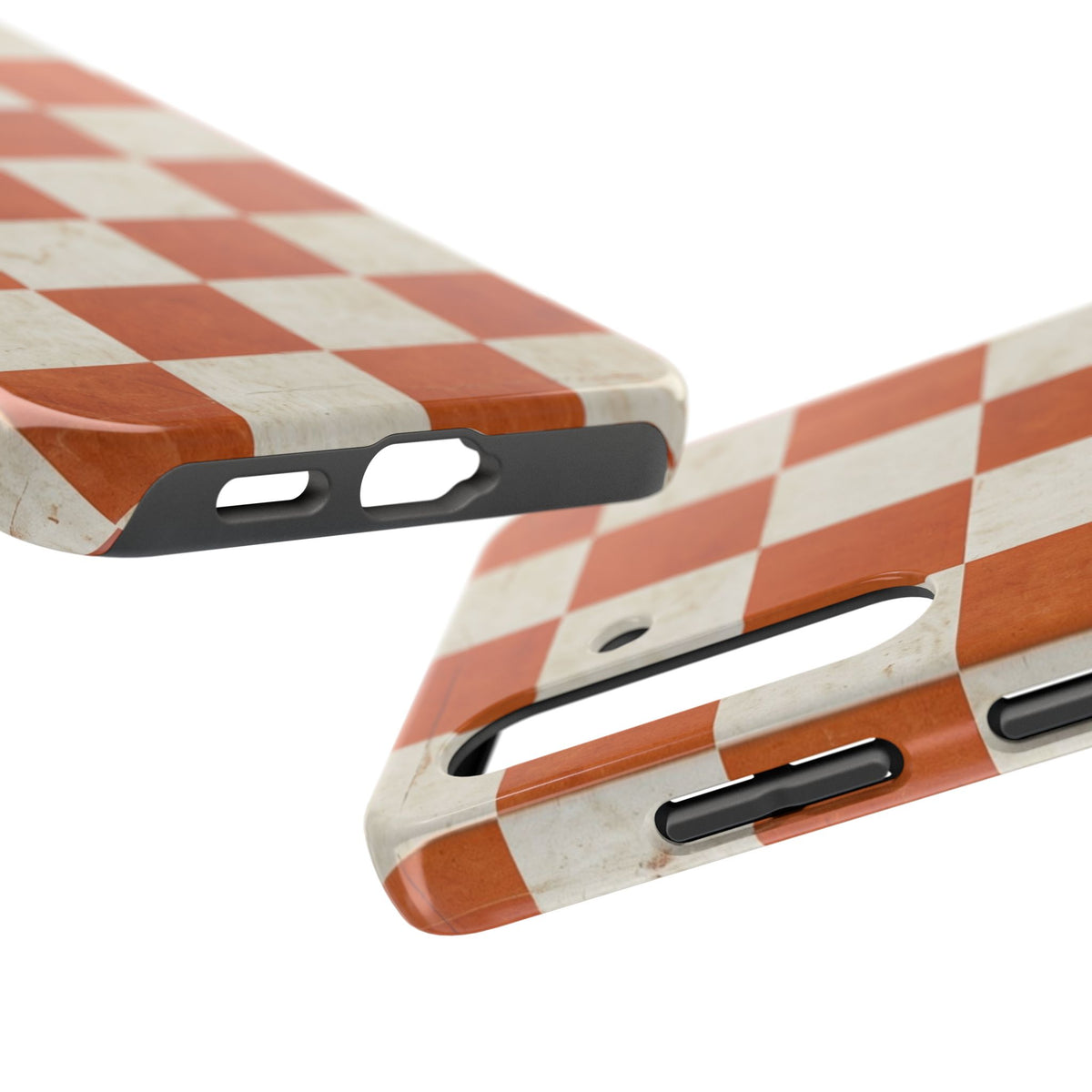 Orange and Cream Checkerboard Tough Phone Case