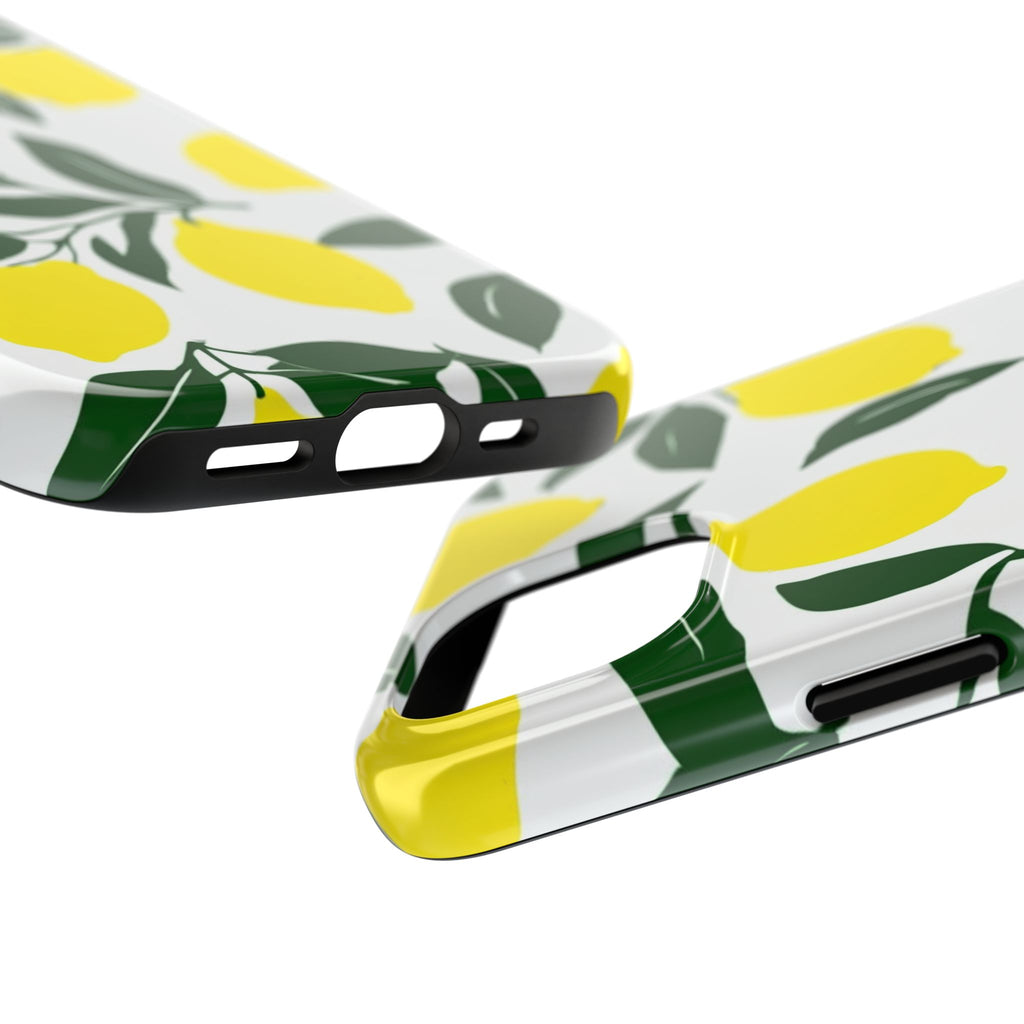 Lemon Pattern Tough Phone Case — Bright Citrus Protective Phone Cover