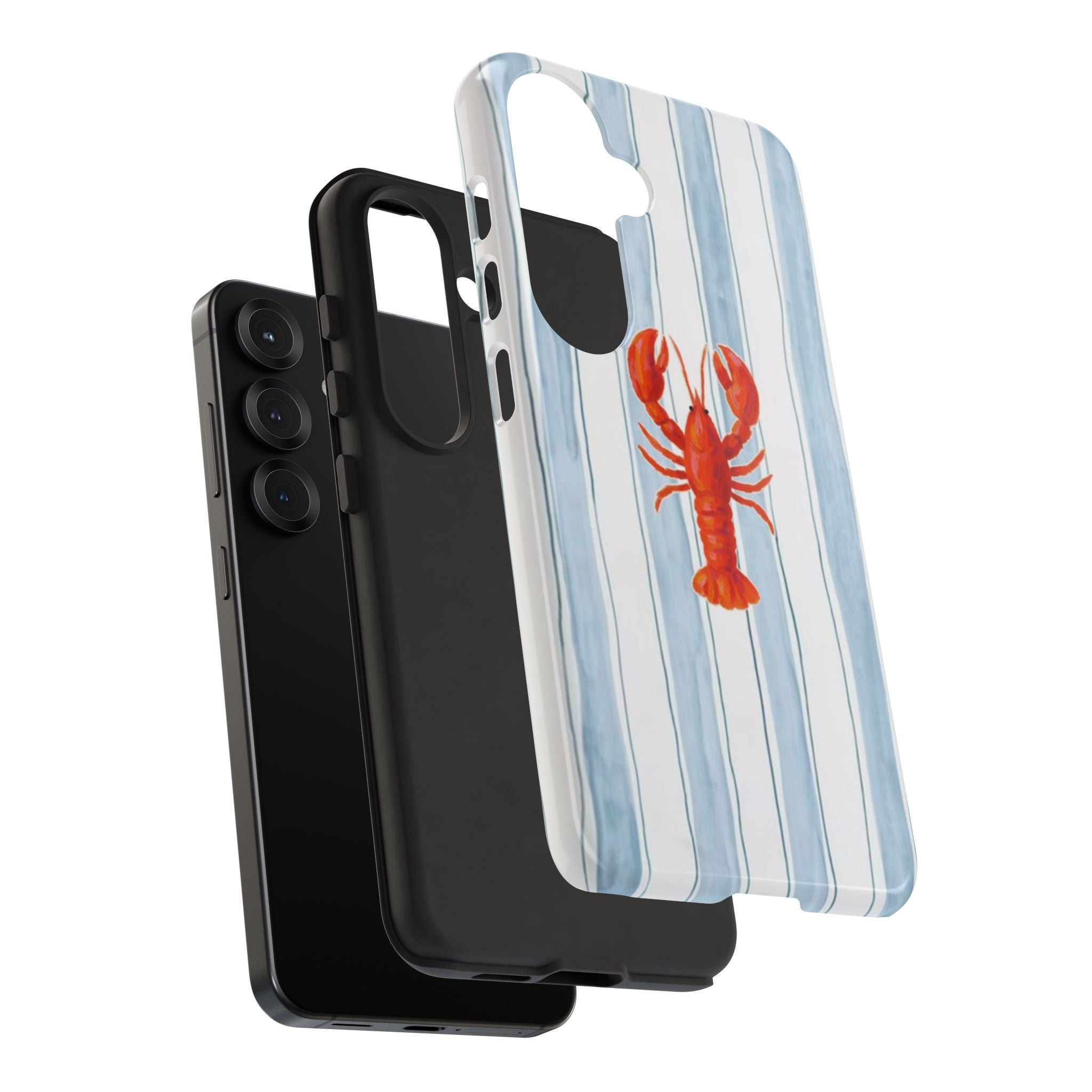 Lobster Stripe Phone Case — Nautical Blue & White Protective Cover