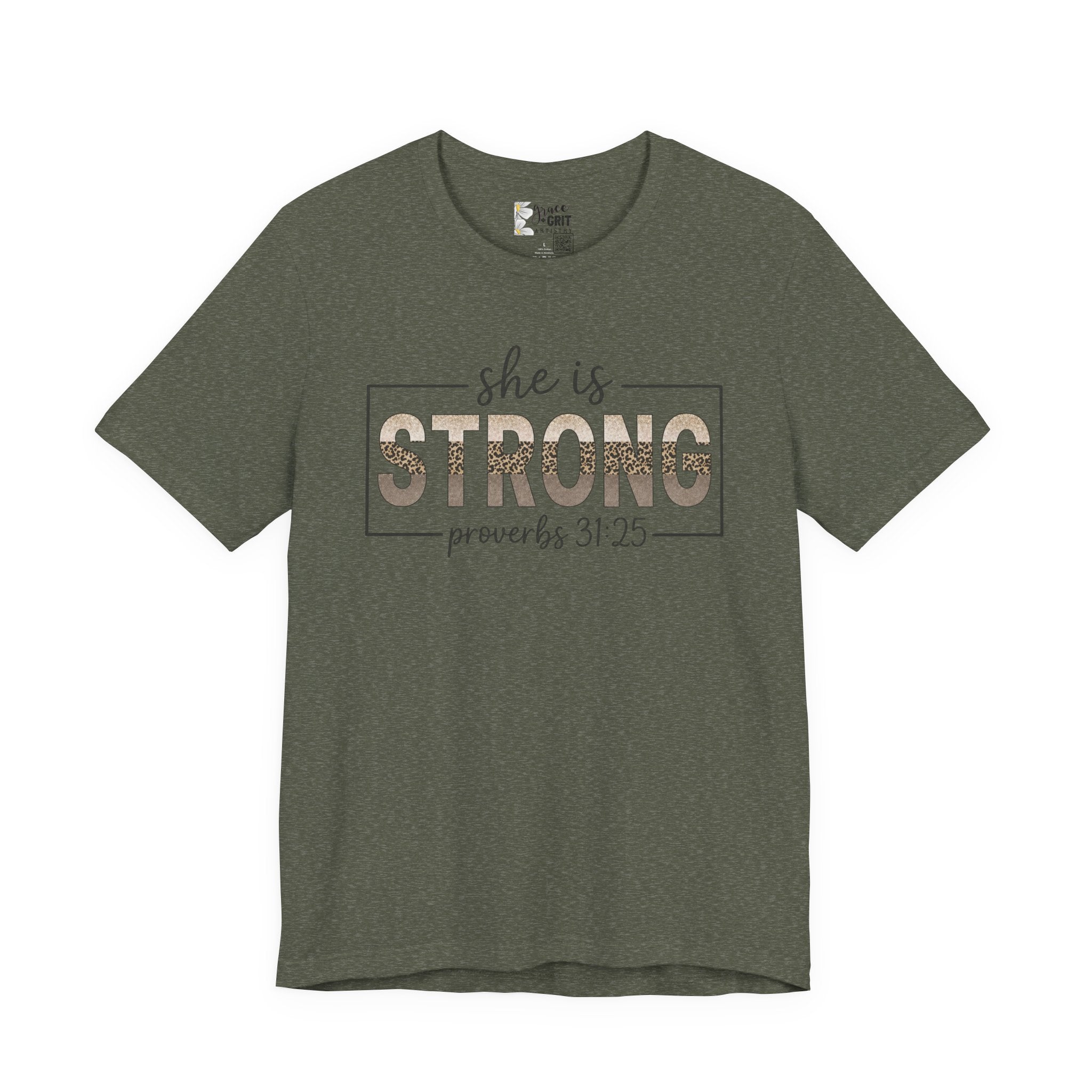 She Is Strong Floral Tee — Inspirational Women's Strength T-Shirt
