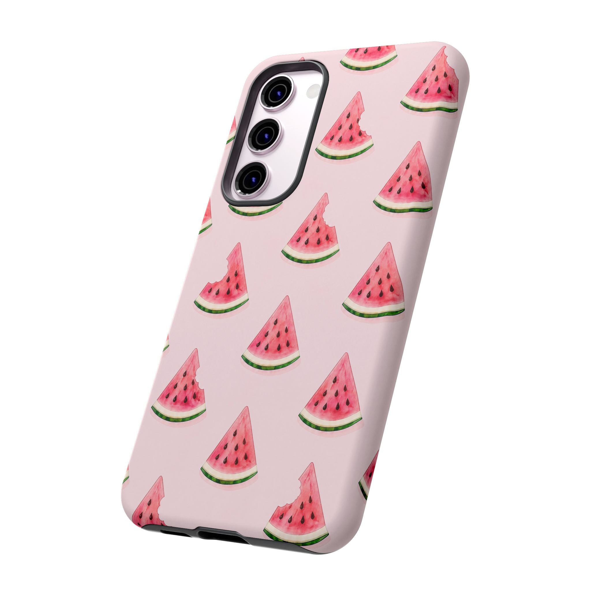Watermelon Pattern Tough Phone Case — Pink Fruit Slice Protective Case