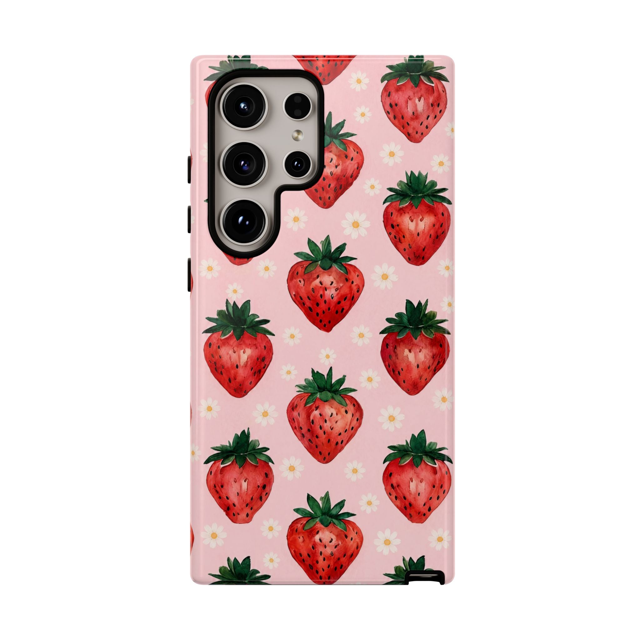Strawberry Pattern Tough Case — Cute Pink Fruit Phone Case