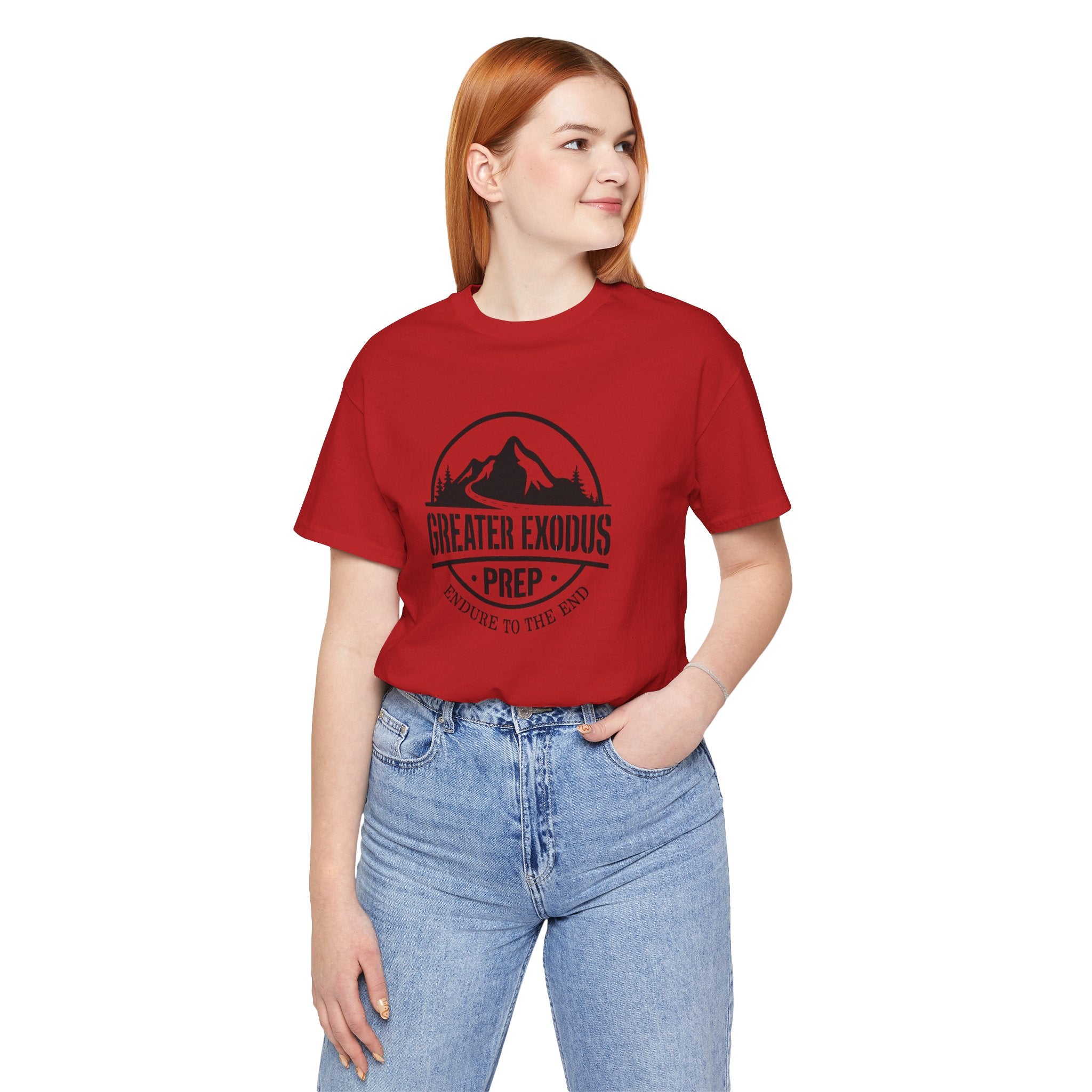 Greater Exodus Prep T-Shirt — Mountain Logo “Endure to the End” Adventure Tee