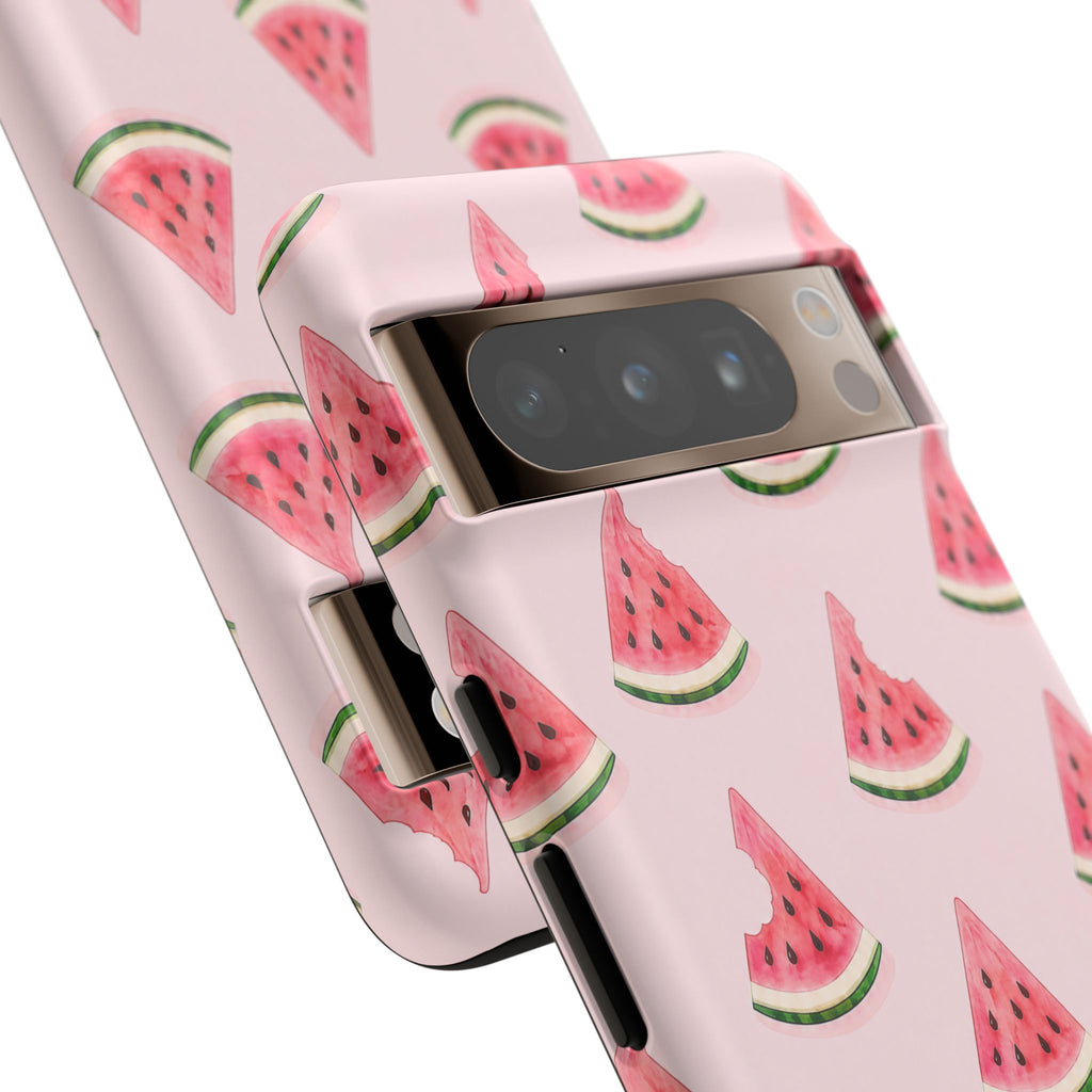 Watermelon Pattern Tough Phone Case — Pink Fruit Slice Protective Case