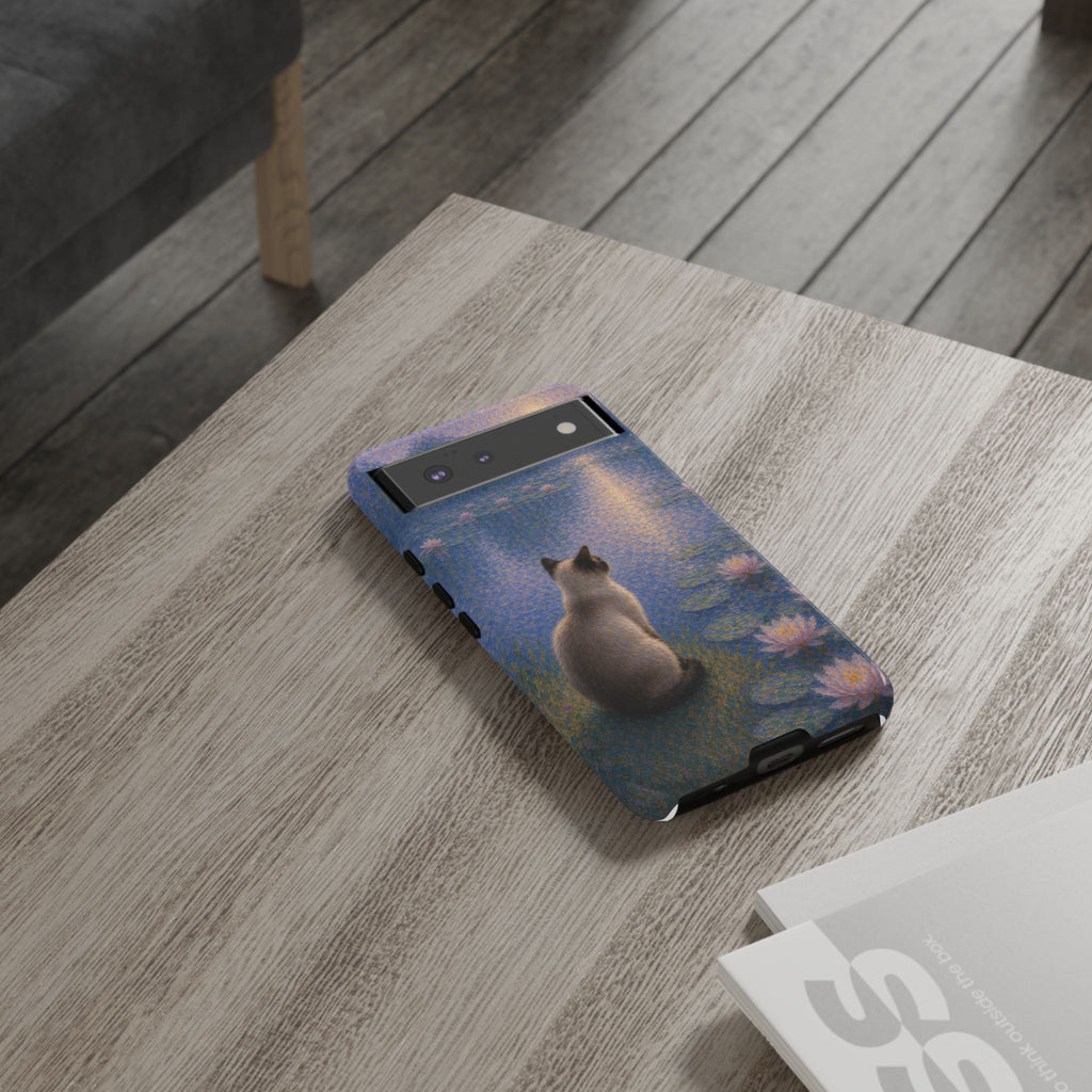 Cat Moonlight Phone Case — Serene Siamese by Lily Pond