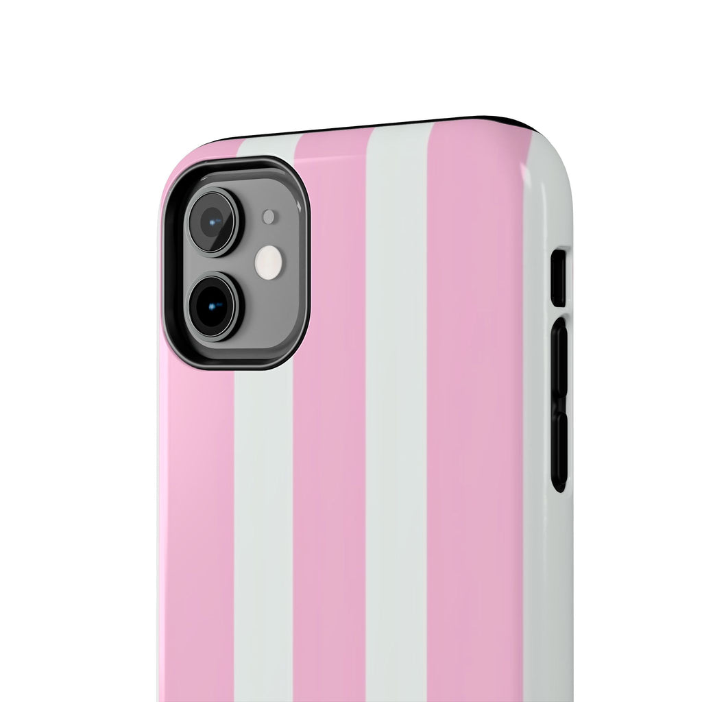 Pink & White Stripe Tough Phone Case — Protective Stripe iPhone Cover