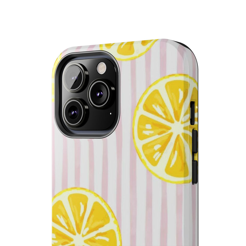 Lemon Slice Tough Phone Case — Pink Stripe Summer Protective Cover