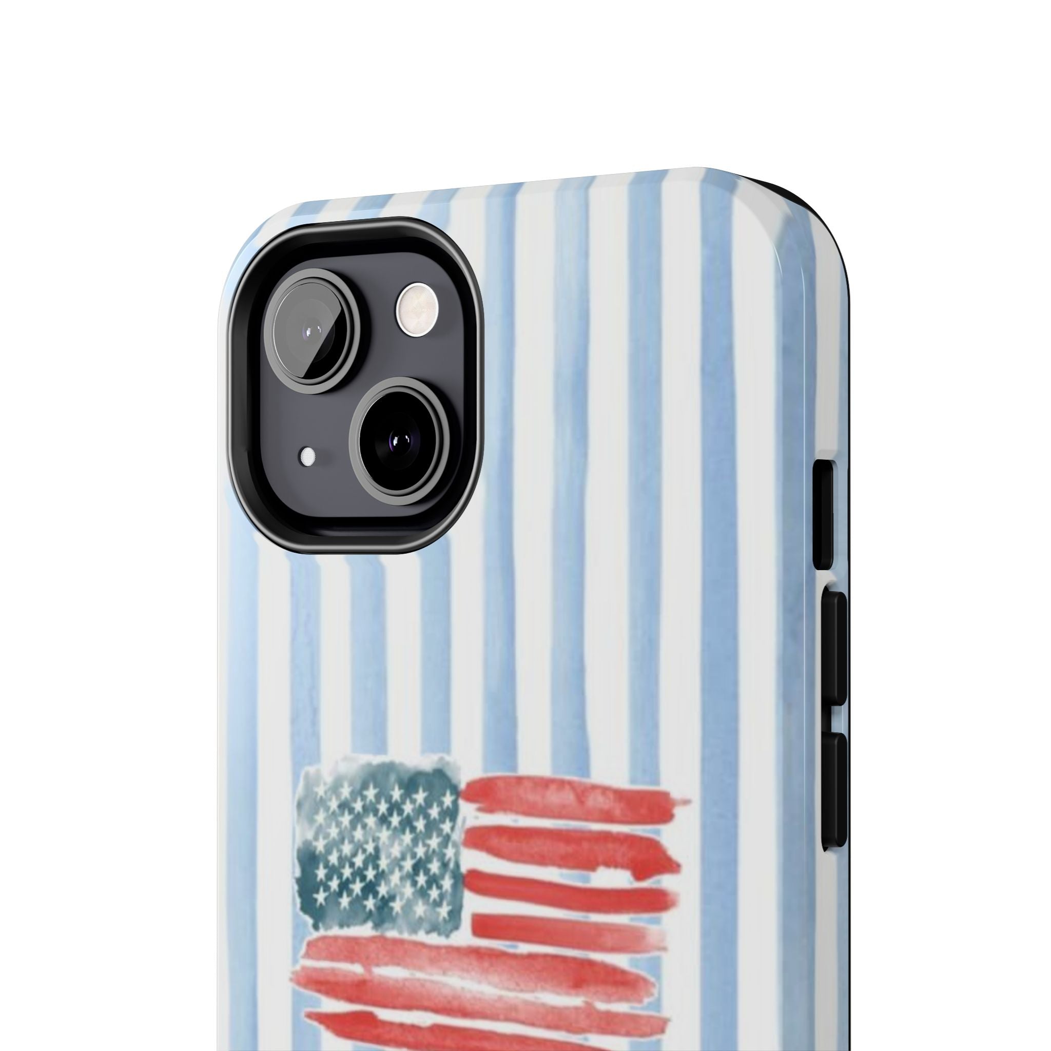 American Flag Watercolor Tough Phone Case — Blue Striped Patriotic Phone Case
