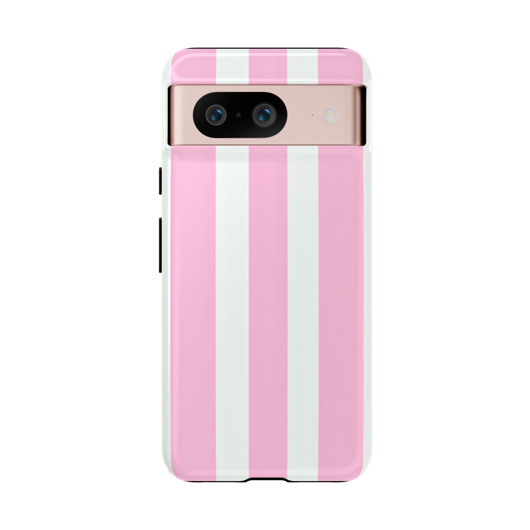 Pink & White Striped Tough Phone Case — Durable Protective Phone Cover