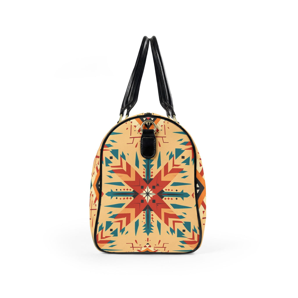 Faux Leather Travel Bag with Southwestern Geometric Pattern