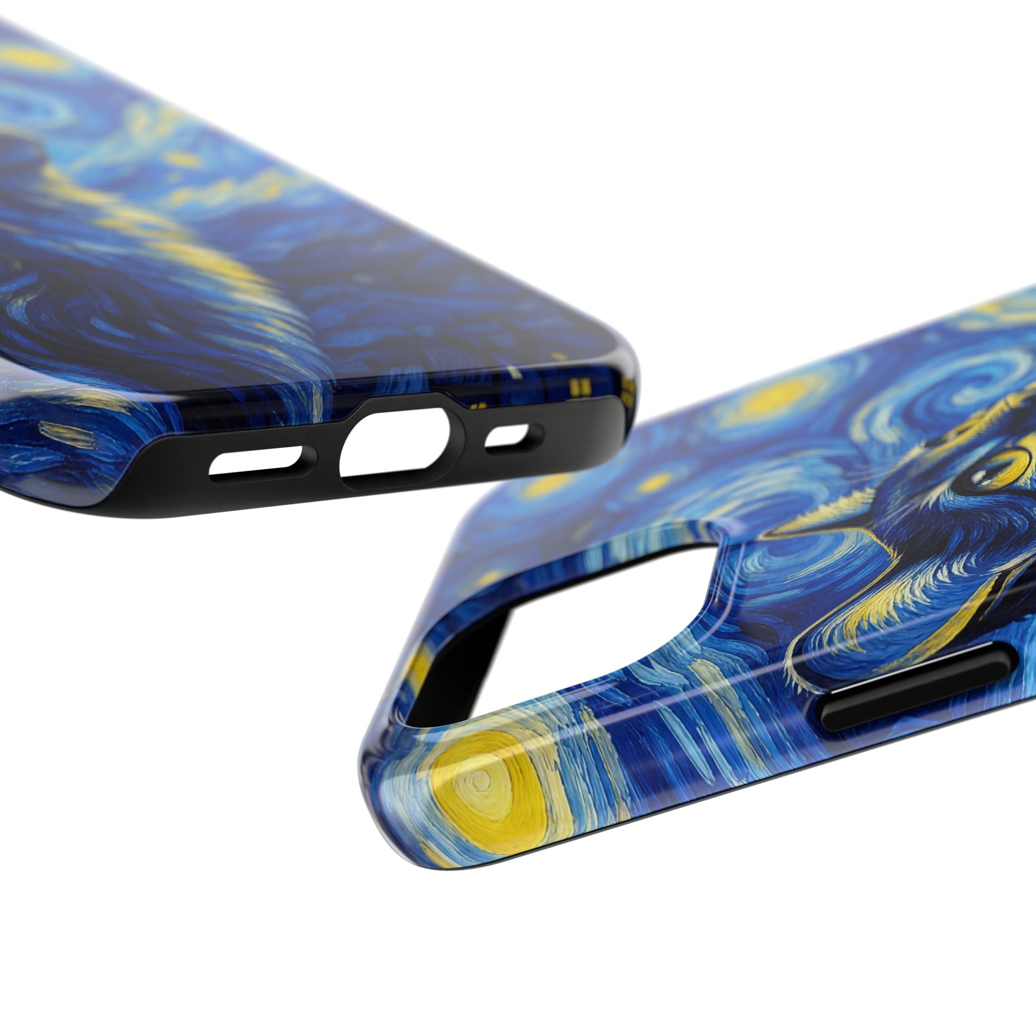 Starry Night Cat Tough Phone Case — Van Gogh Style Galaxy Kitten Protective Cover
