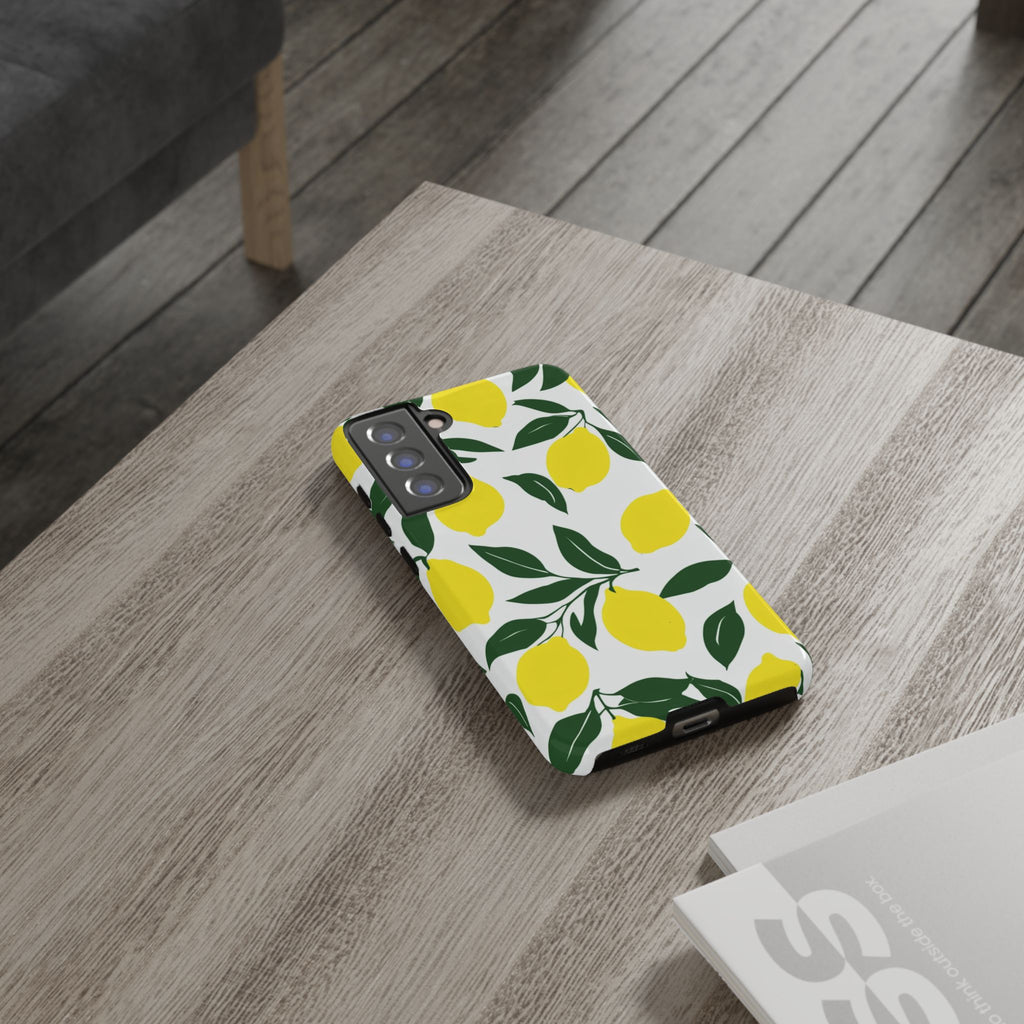 Lemon Pattern Tough Phone Case — Bright Citrus Protective Cover