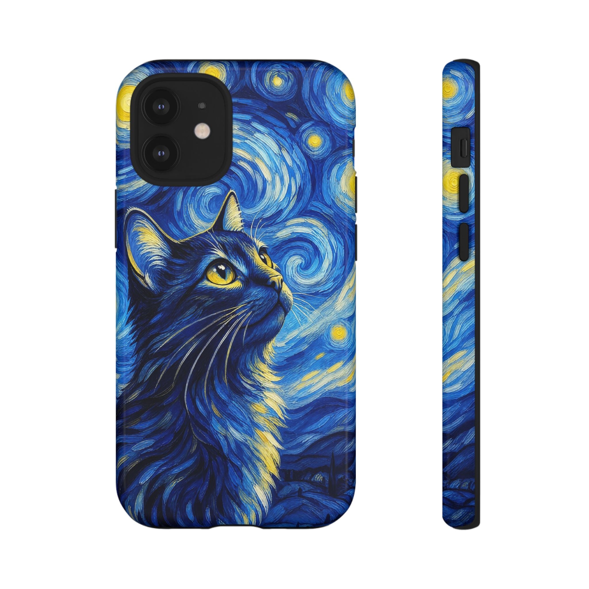 Starry Night Cat Phone Case — Van GoghStyle Blue Galaxy iPhone Cover