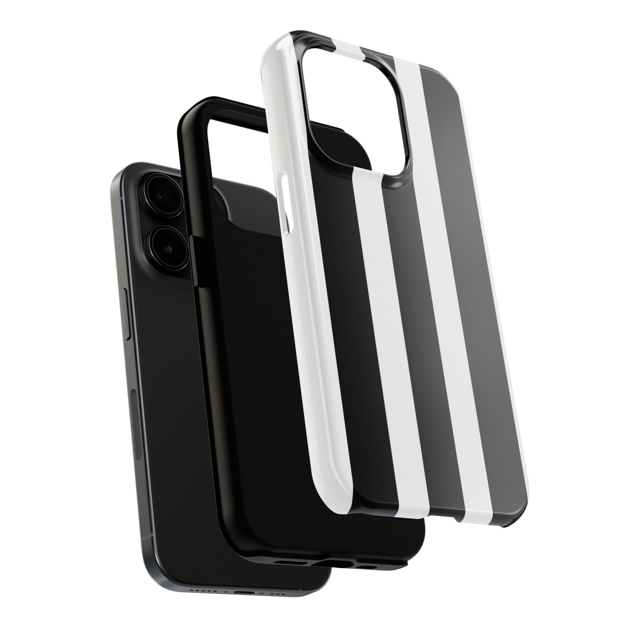 Black & White Bold Stripe Phone Case — Tough Protective Cover