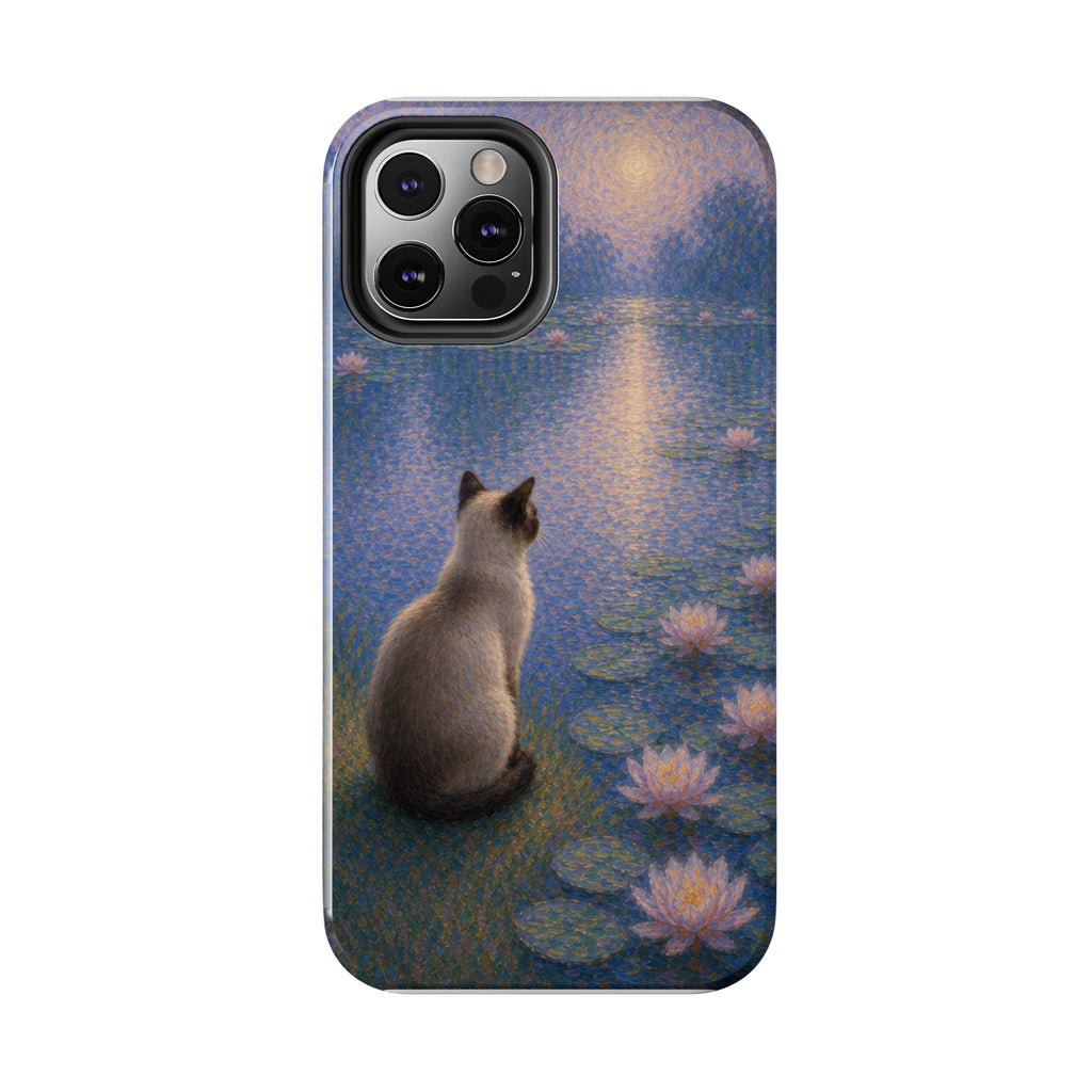 Siamese Cat by Moonlight Tough Phone Case – Waterlily Dream Protective Cover