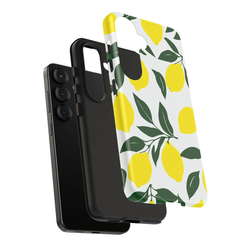 Lemon Pattern Tough Phone Case — Bright Citrus Protective Cover