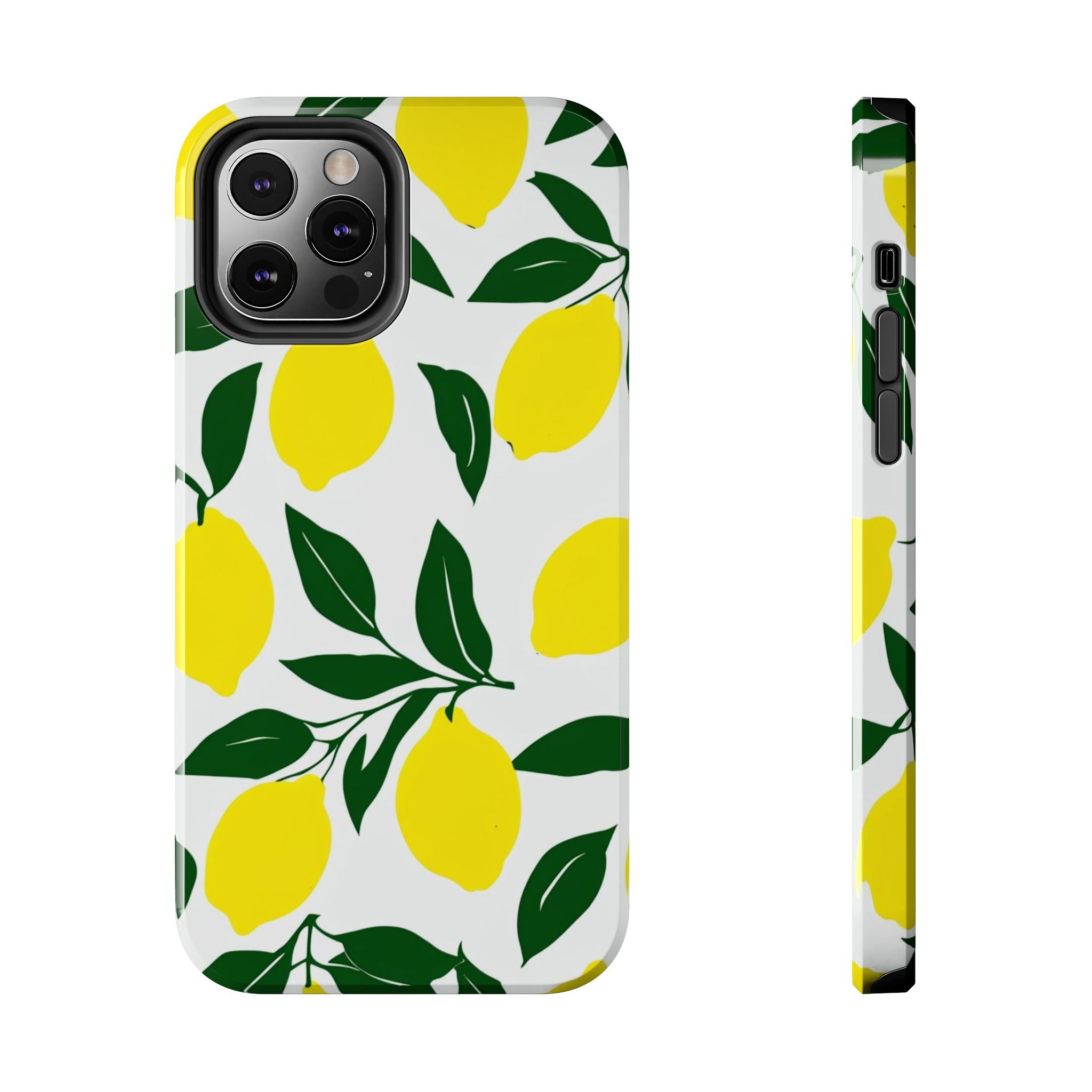 Lemon Pattern Tough Phone Case — Bright Citrus Protective Phone Cover