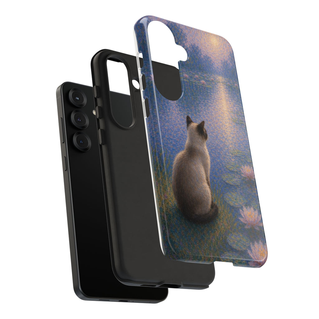 Cat Moonlight Phone Case — Serene Siamese by Lily Pond