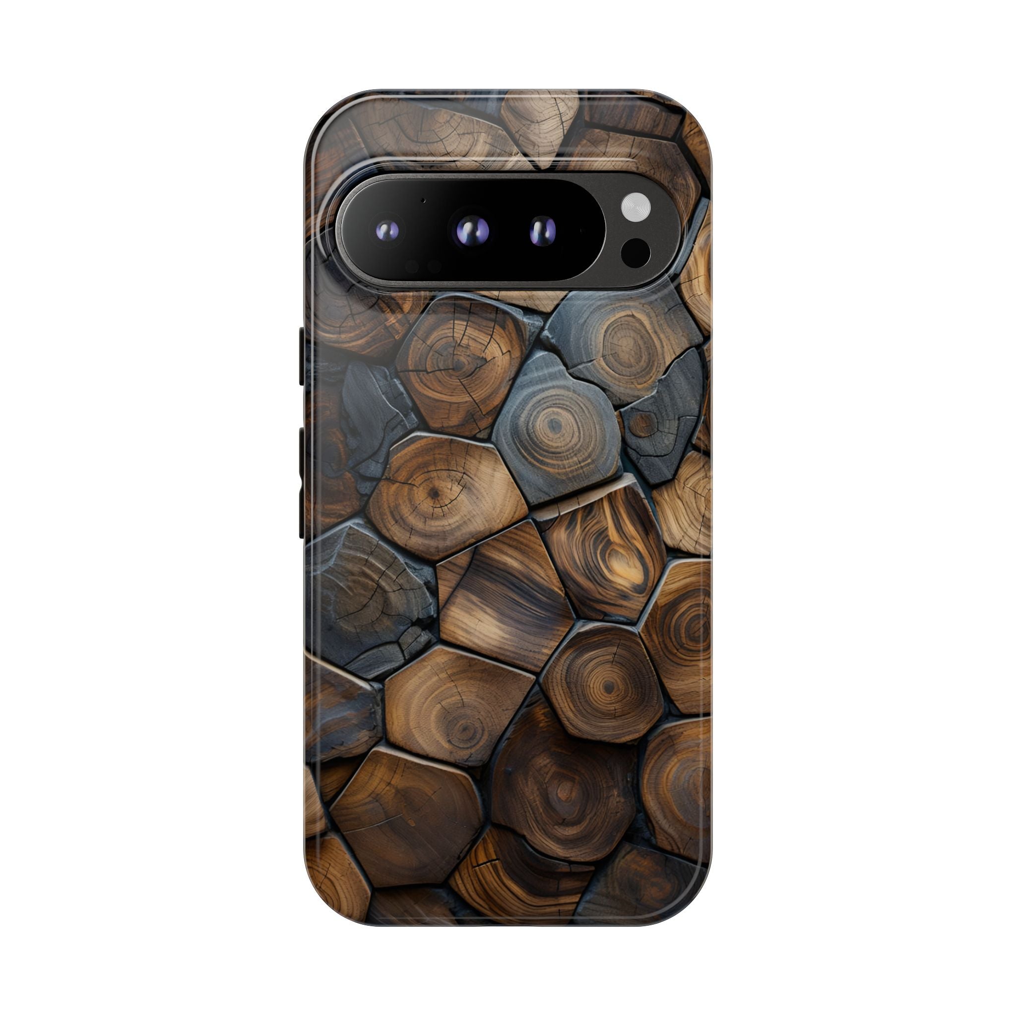 Wood Grain Hex Phone Case — Rustic Geometric iPhone Protection