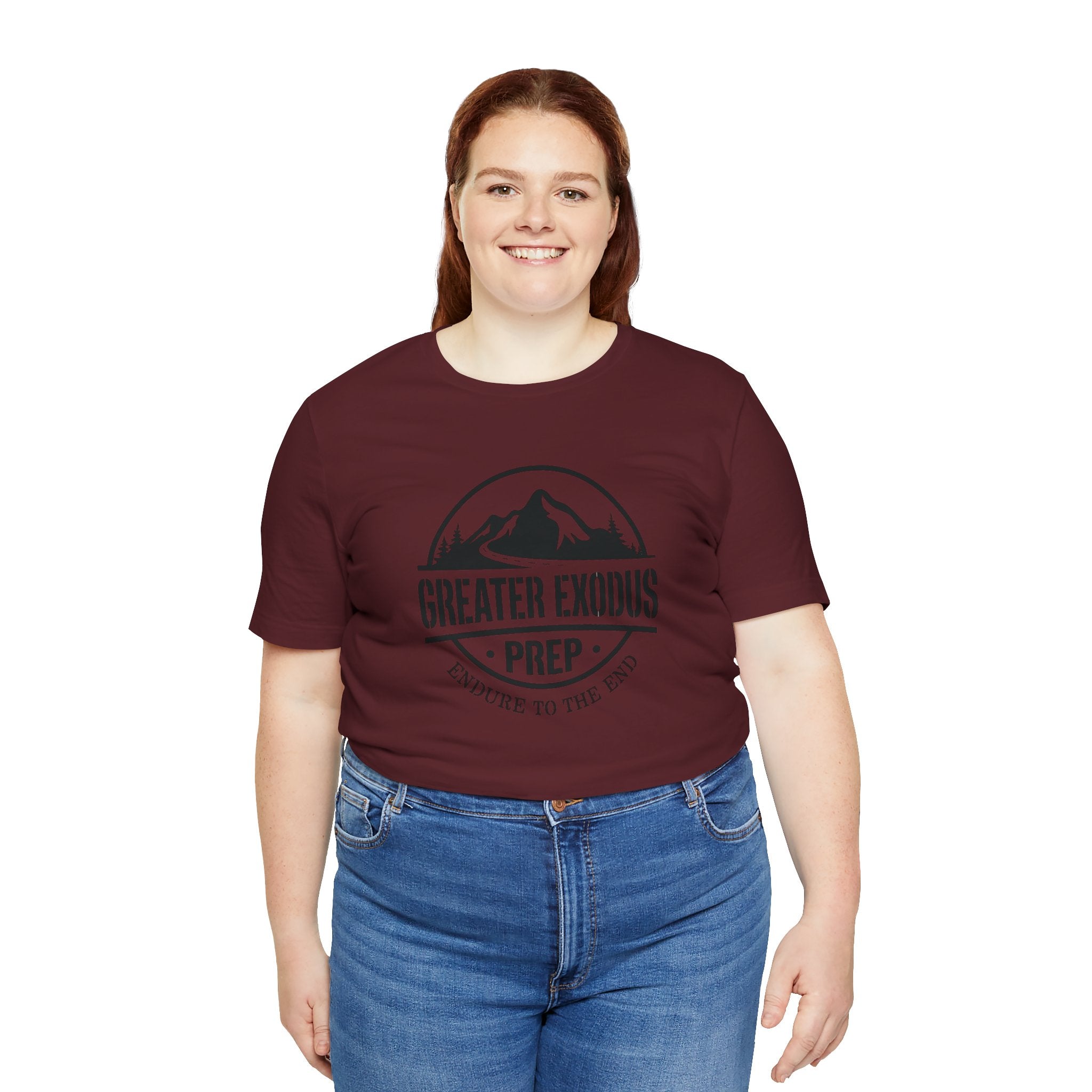 Greater Exodus Prep T-Shirt — Mountain Logo “Endure to the End” Adventure Tee