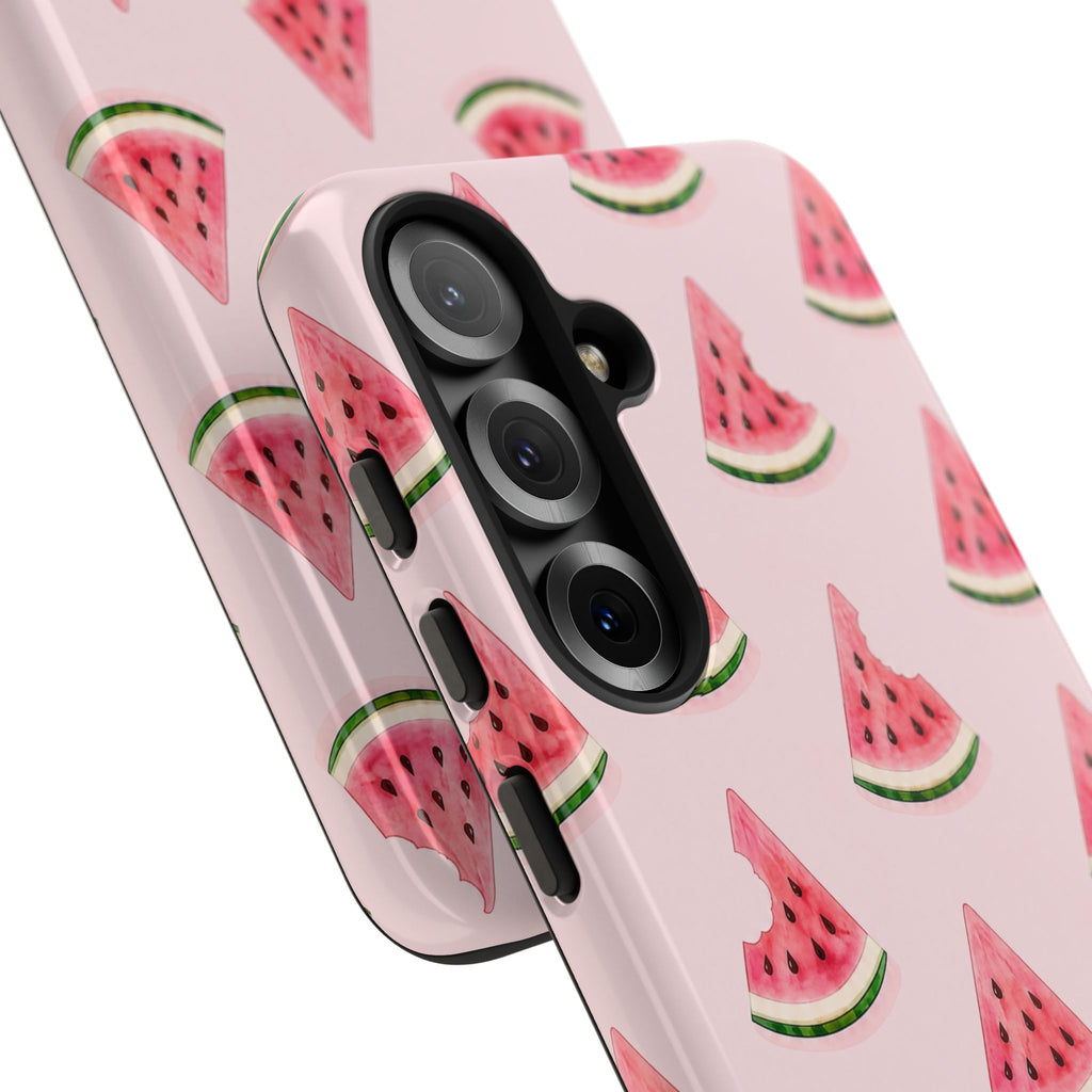 Watermelon Pattern Tough Phone Case — Pink Fruit Slice Protective Case