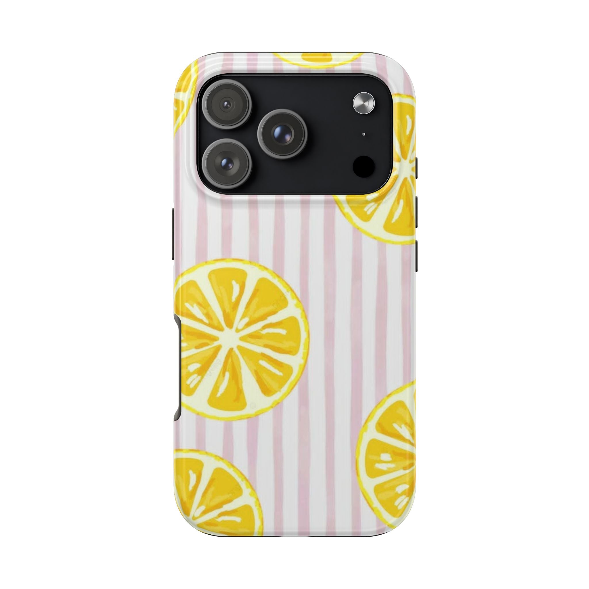 Lemon Slice Tough Phone Case — Pink Stripe Summer Protective Cover