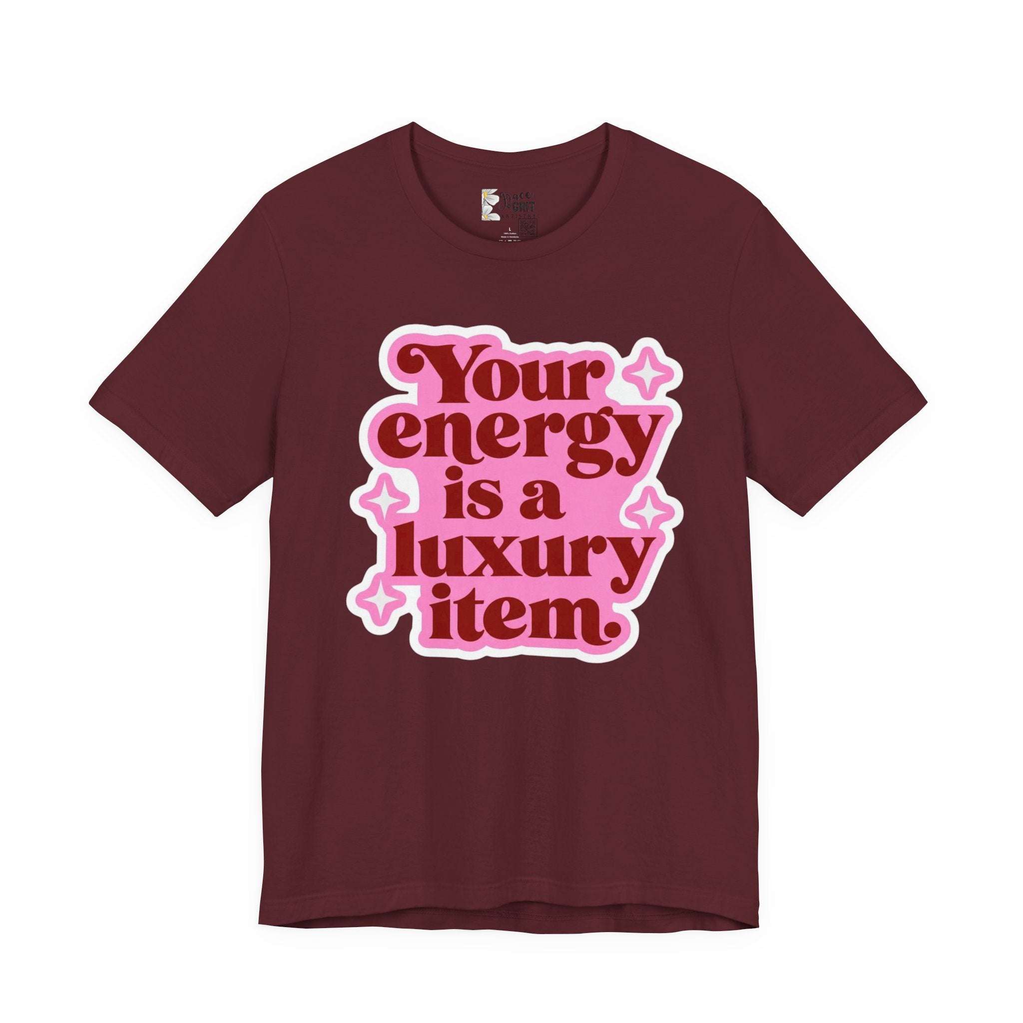 Your energy is a luxury item Tee | Retro Pink Typography T-Shirt