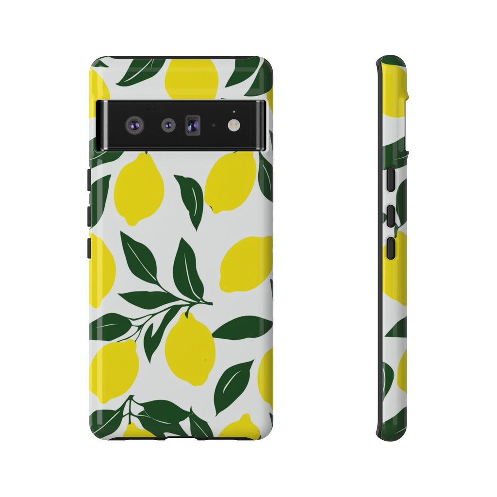 Lemon Pattern Tough Phone Case — Bright Citrus Protective Cover