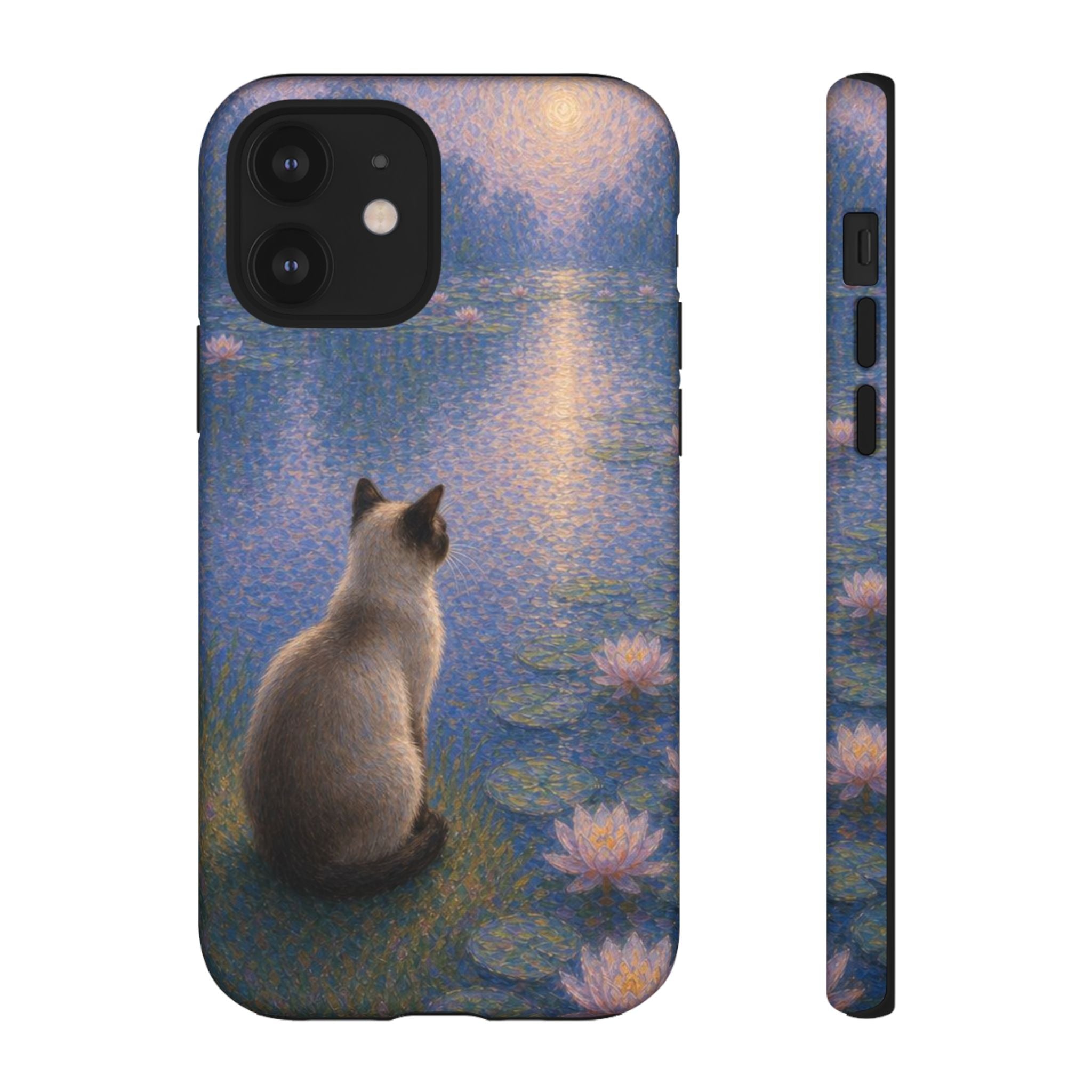 Cat Moonlight Phone Case — Serene Siamese by Lily Pond