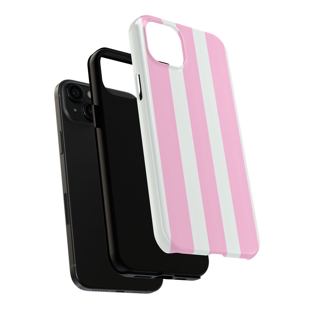 Pink & White Stripe Tough Phone Case — Protective Stripe iPhone Cover
