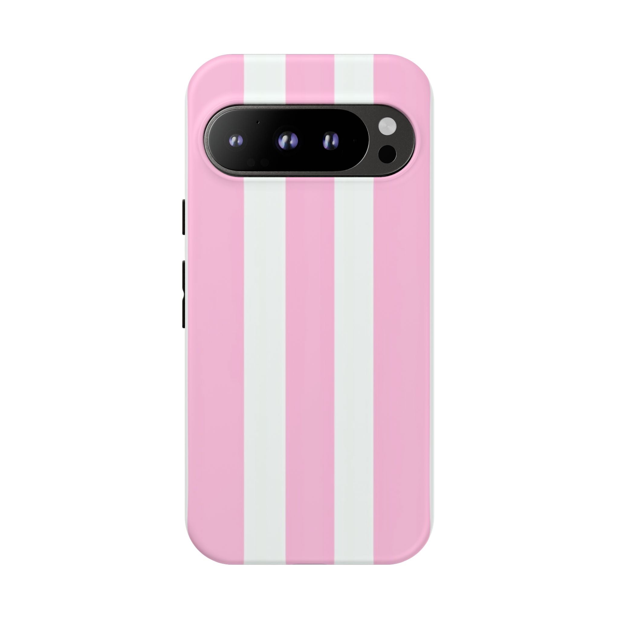 Pink & White Striped Tough Phone Case — Durable Protective Phone Cover