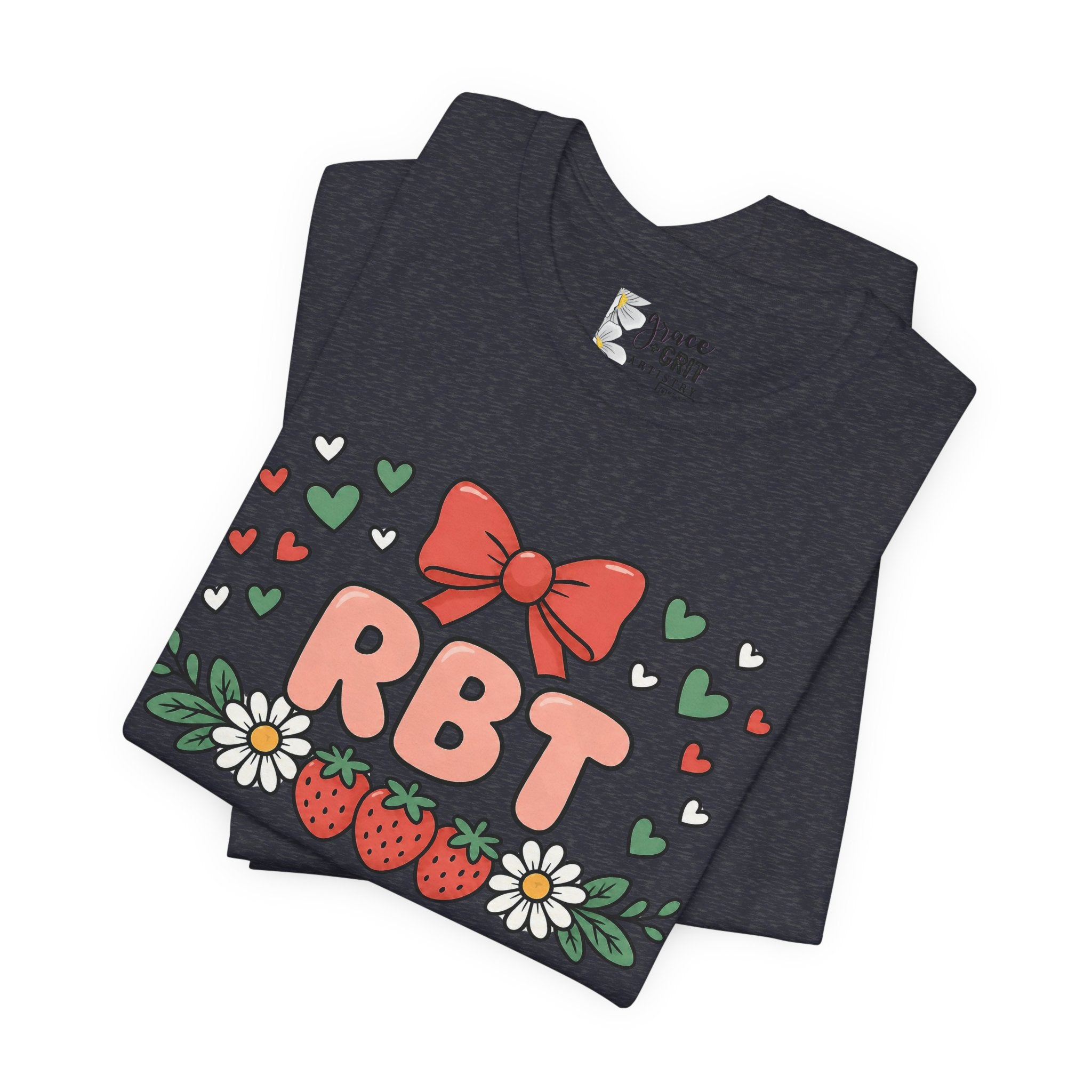 Strawberry Bow RBT Tee — Cute Floral Graphic T-Shirt