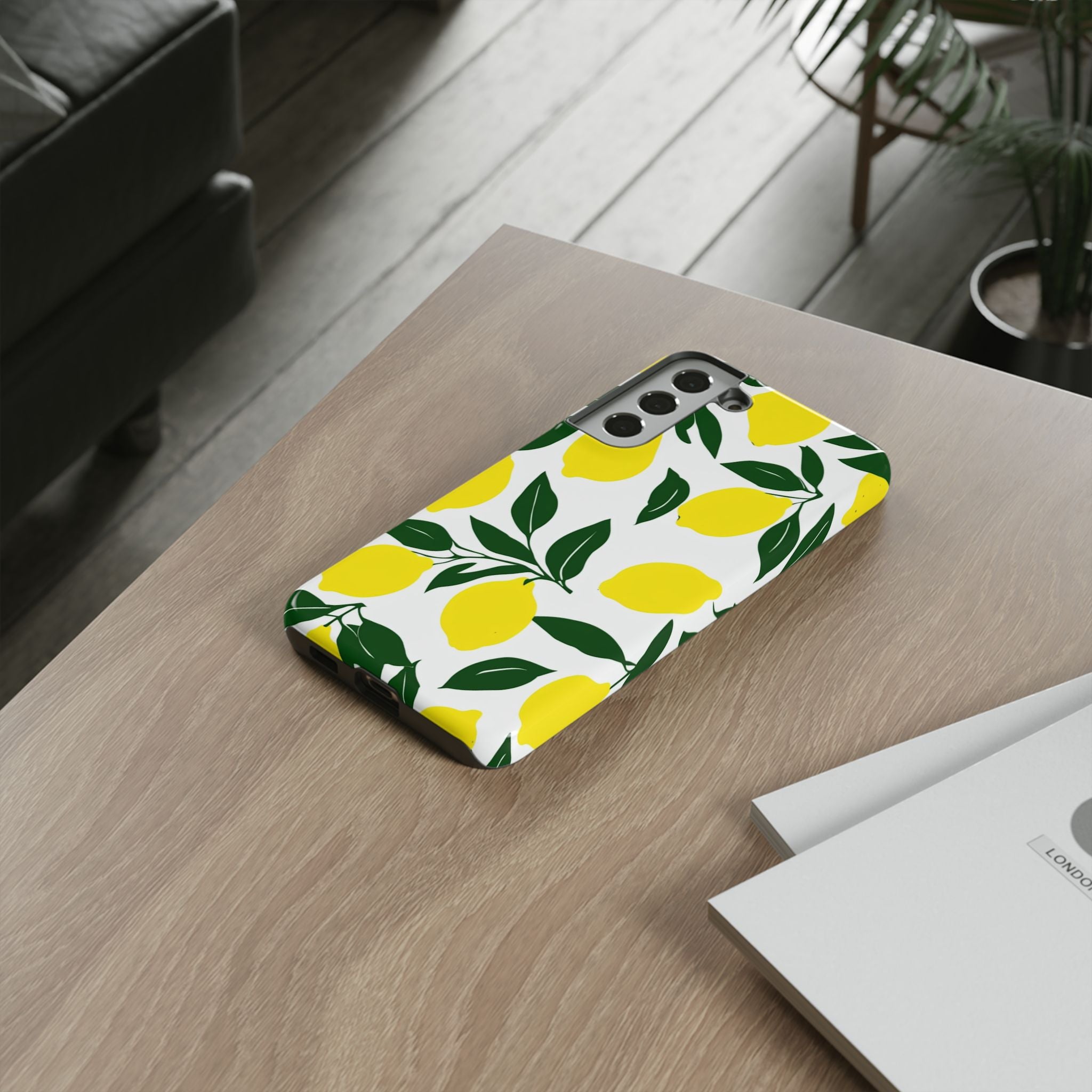 Lemon Pattern Tough Phone Case — Bright Citrus Protective Cover