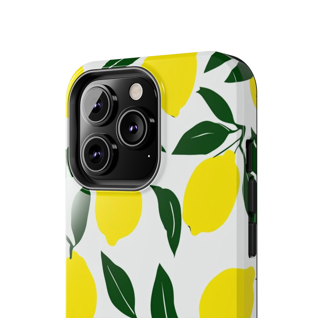 Lemon Pattern Tough Phone Case — Bright Citrus Protective Phone Cover