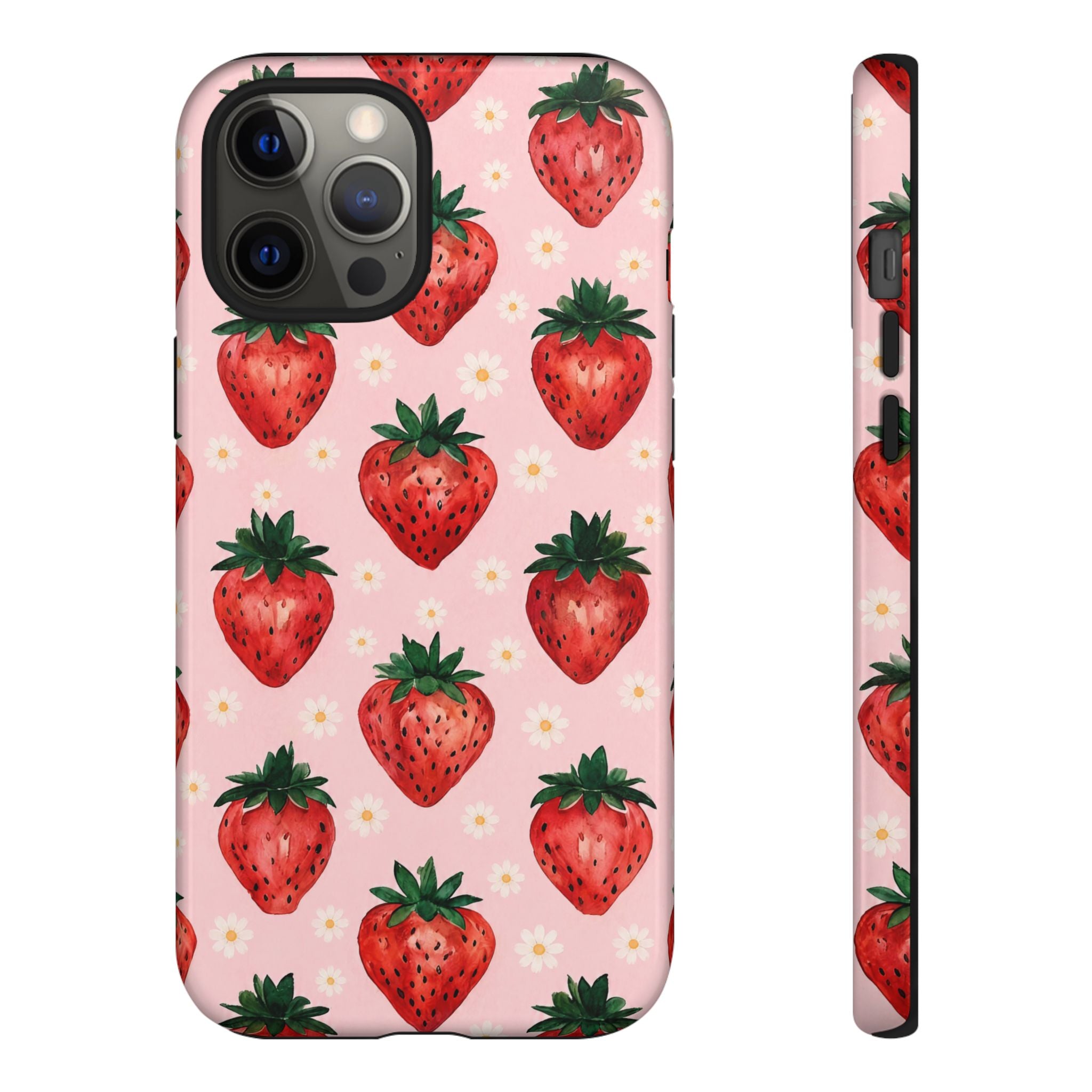 Strawberry Pattern Tough Case — Cute Pink Fruit Phone Case