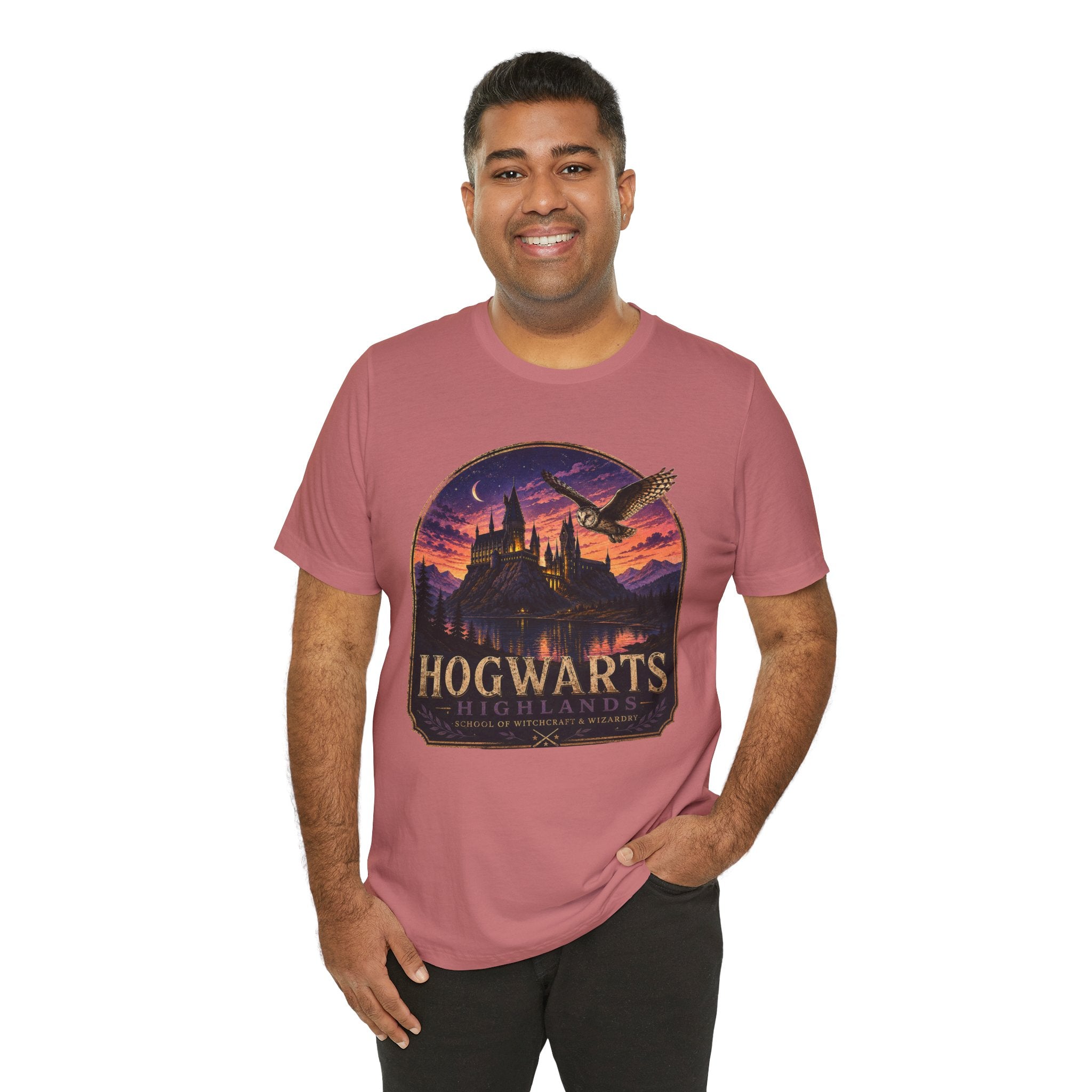 Hogwarts Highlands Graphic Tee — Sunset Castle Illustration T‑Shirt