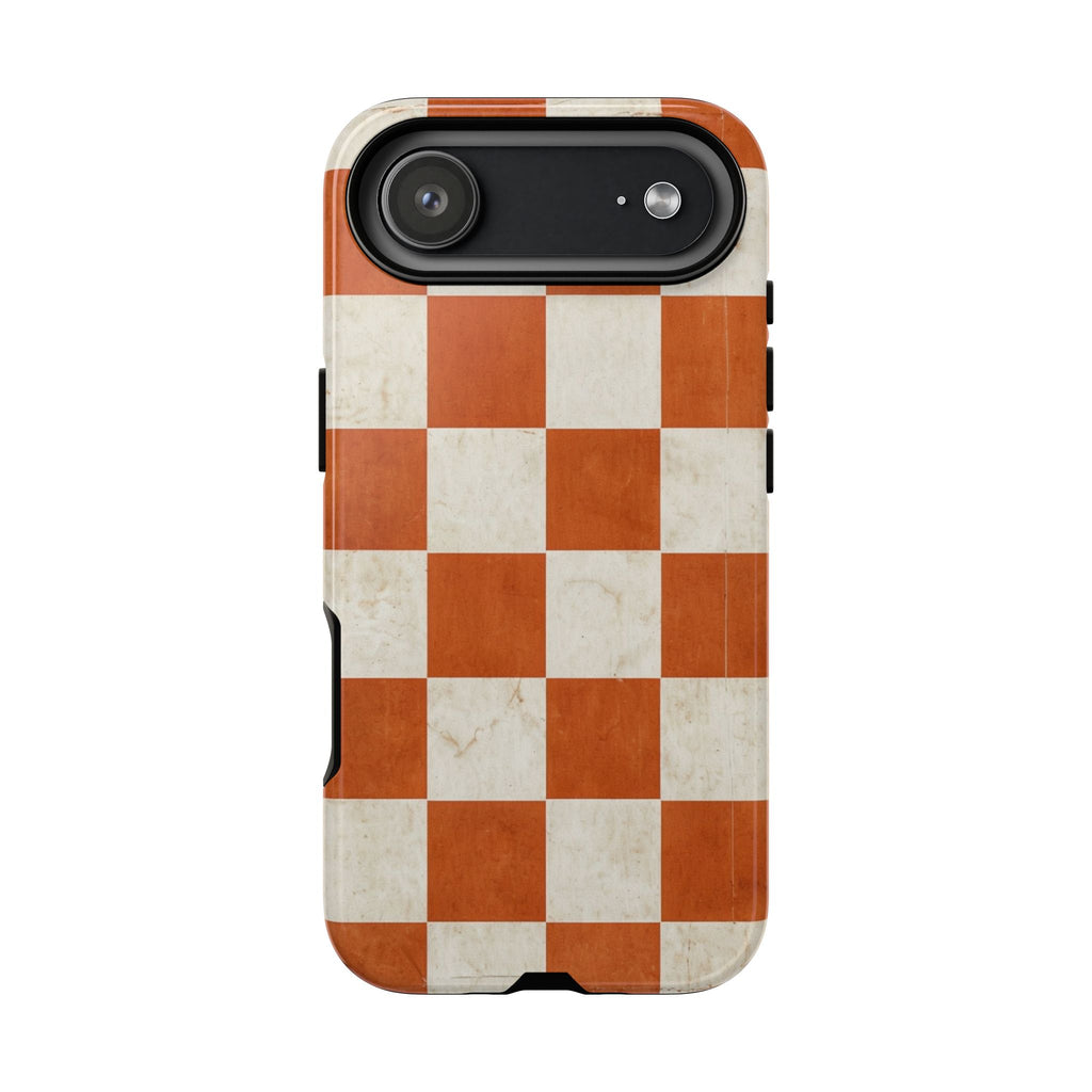 Vintage Orange Checkerboard Tough Phone Case