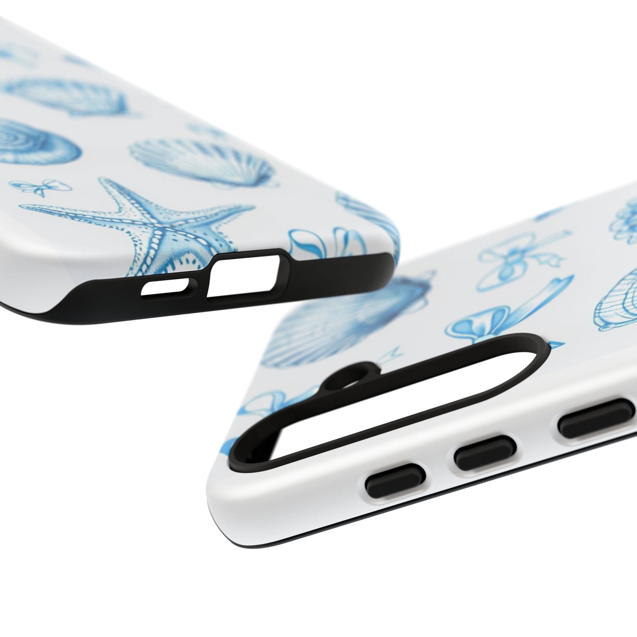Seaside Shells Phone Case — Blue Nautical Shell & Starfish Pattern