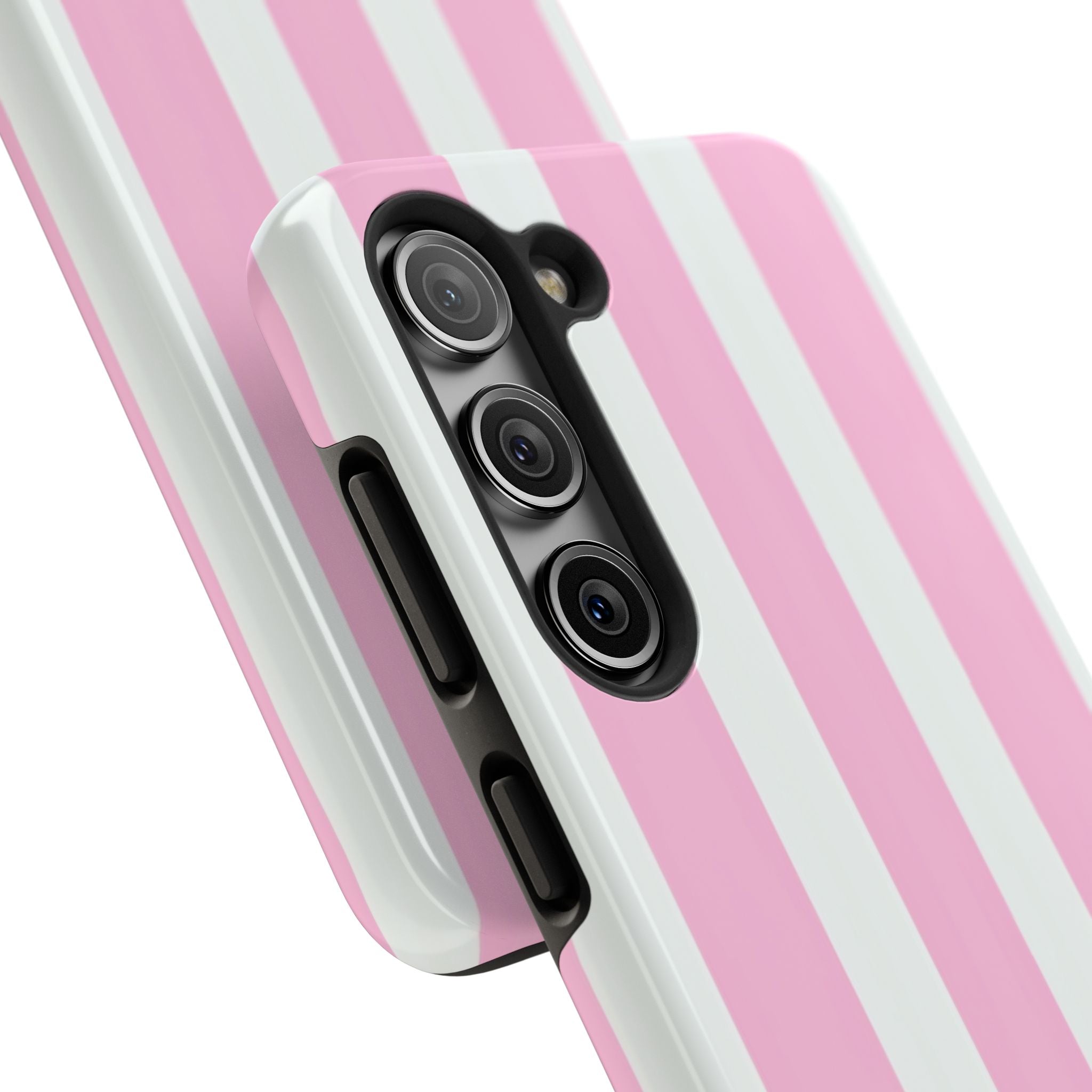 Pink & White Stripe Tough Phone Case — Protective Stripe iPhone Cover