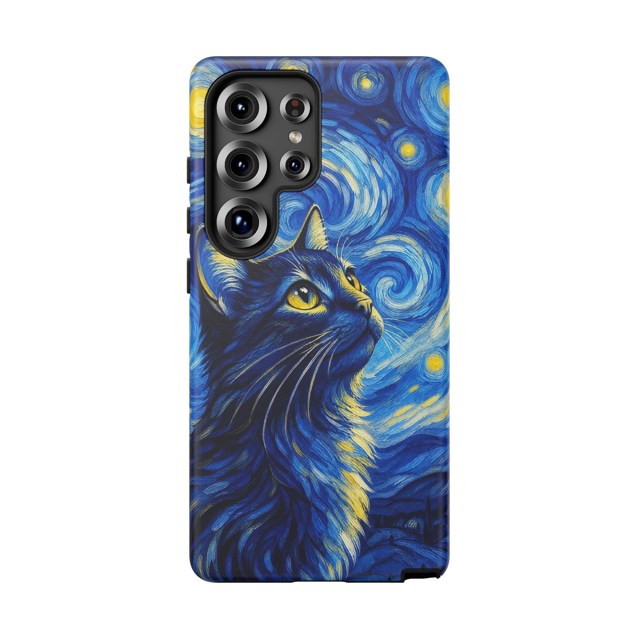 Starry Night Cat Phone Case — Van GoghStyle Blue Galaxy iPhone Cover
