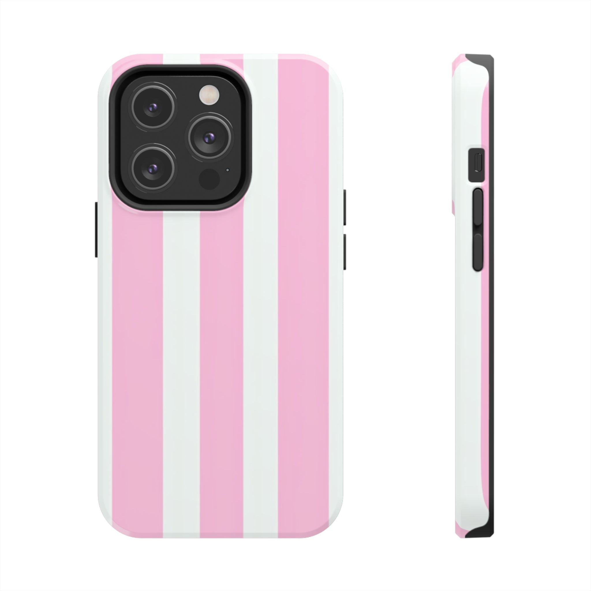 Pink & White Stripe Tough Phone Case — Protective Stripe iPhone Cover