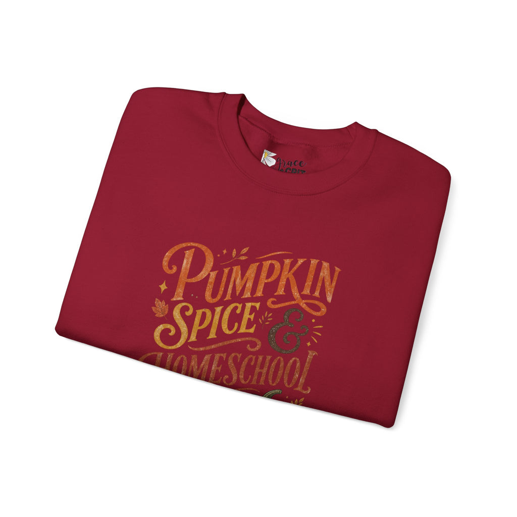 Pumpkin Spice Homeschool Life Sweatshirt – Fall Cozy Crewneck for Homeschool Moms & Teachers