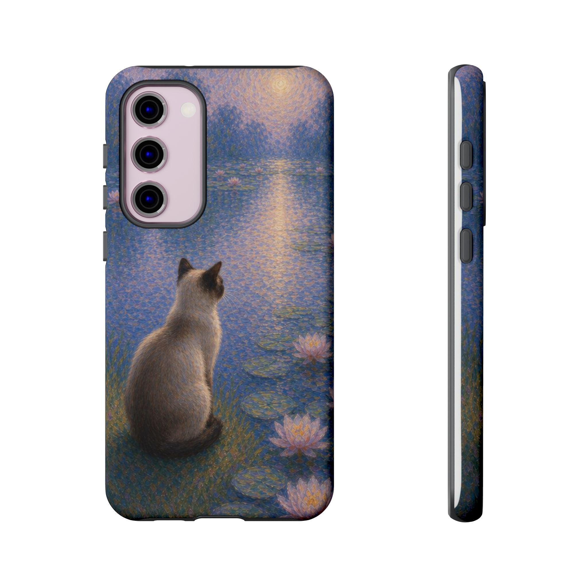 Cat Moonlight Phone Case — Serene Siamese by Lily Pond