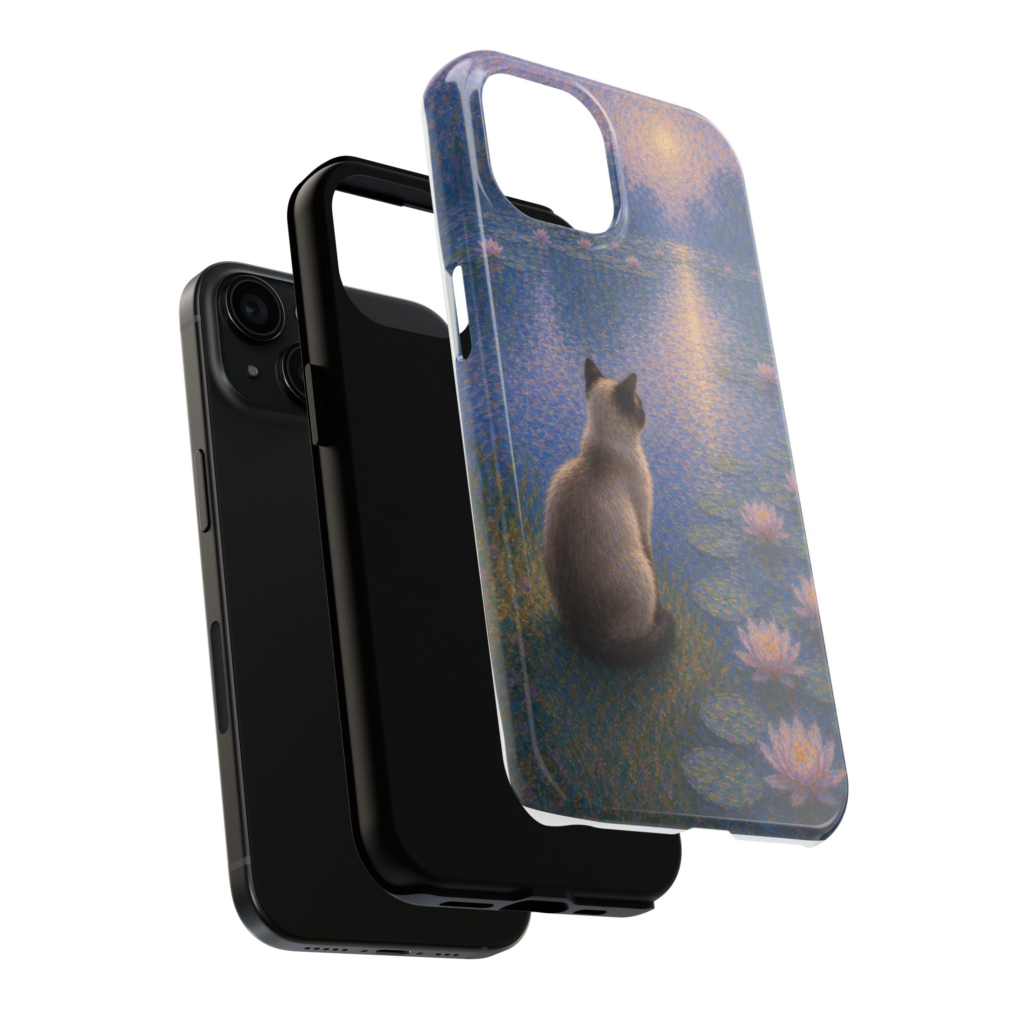 Siamese Cat by Moonlight Tough Phone Case – Waterlily Dream Protective Cover