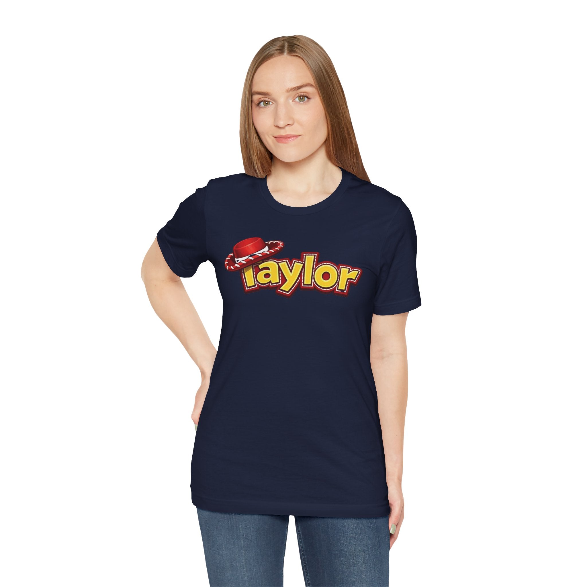 Taylor Name Tee — Retro Western Logo T-Shirt with Red Cowboy Hat