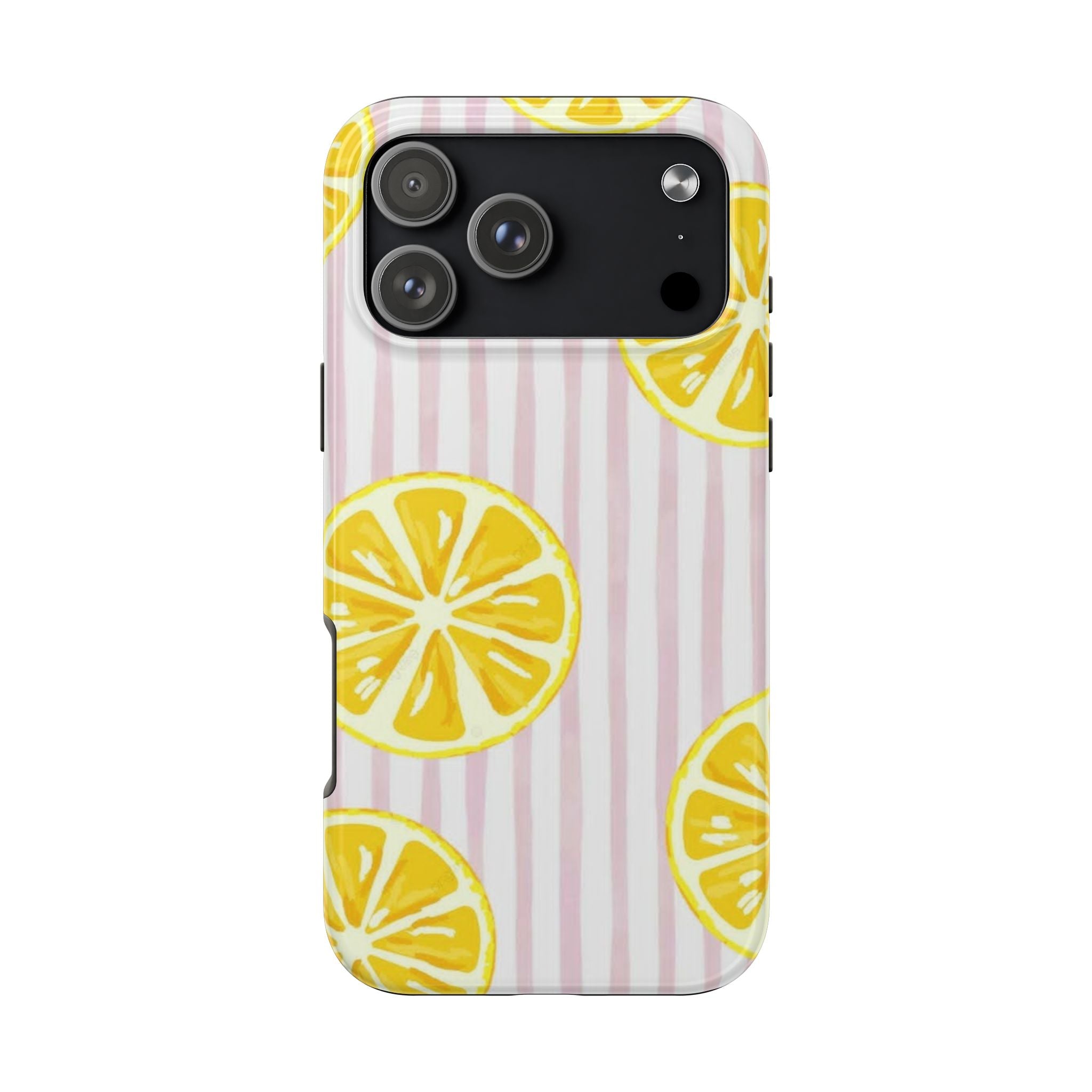 Lemon Slice Tough Phone Case — Pink Stripe Summer Protective Cover